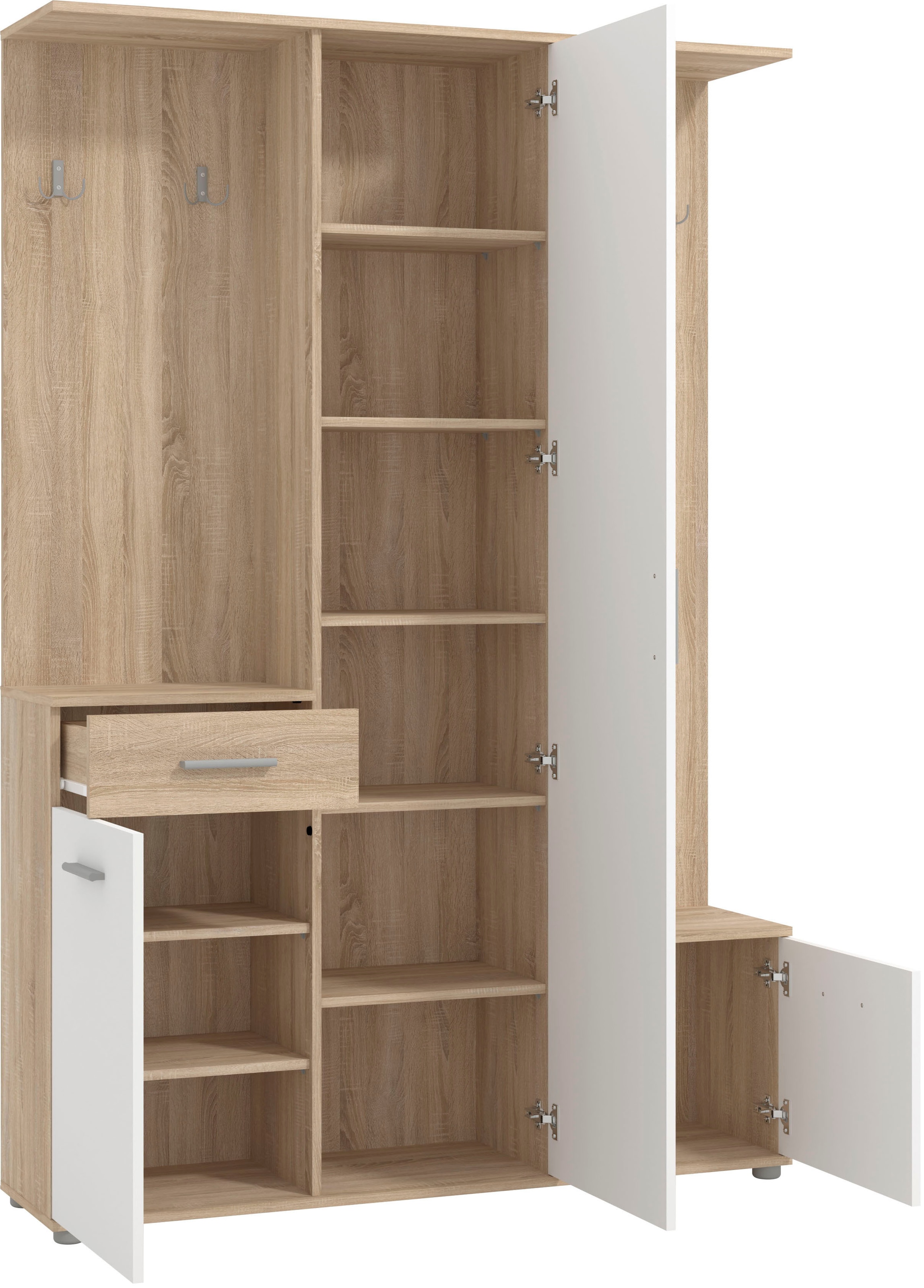 INOSIGN Kompaktgarderobe »Martin Flurgarderobe, Dielenschrank, Flurmöbel, Breite 134 cm«, Schuhschrank, mit Spiegel, in modernen Farben, mit 10 Haken