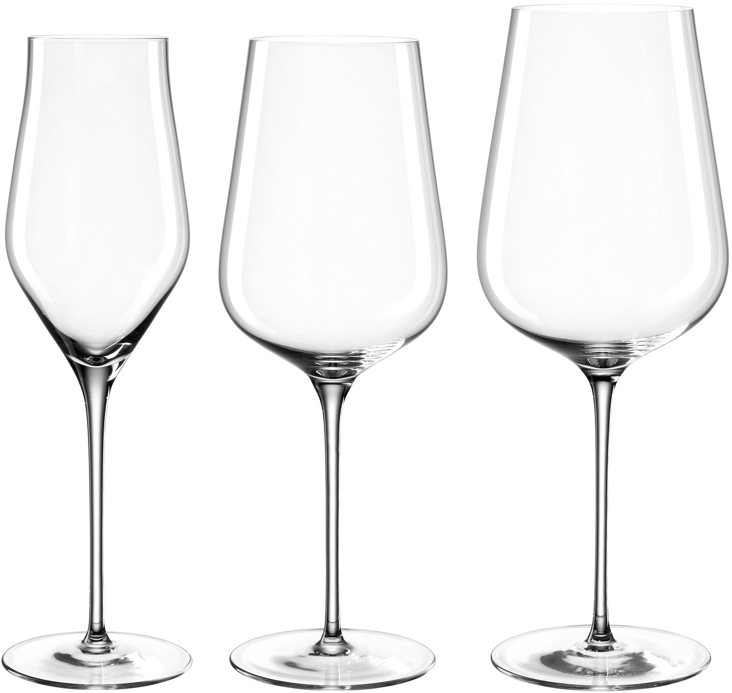 LEONARDO Gläser-Set »BRUNELLI«, (Set, 18 tlg., 6 Chamapgnergläser-6 Weissweingläser-6 Rotweingläser), (je 6 Champagner-, Weißwein-, Rotweingläser)