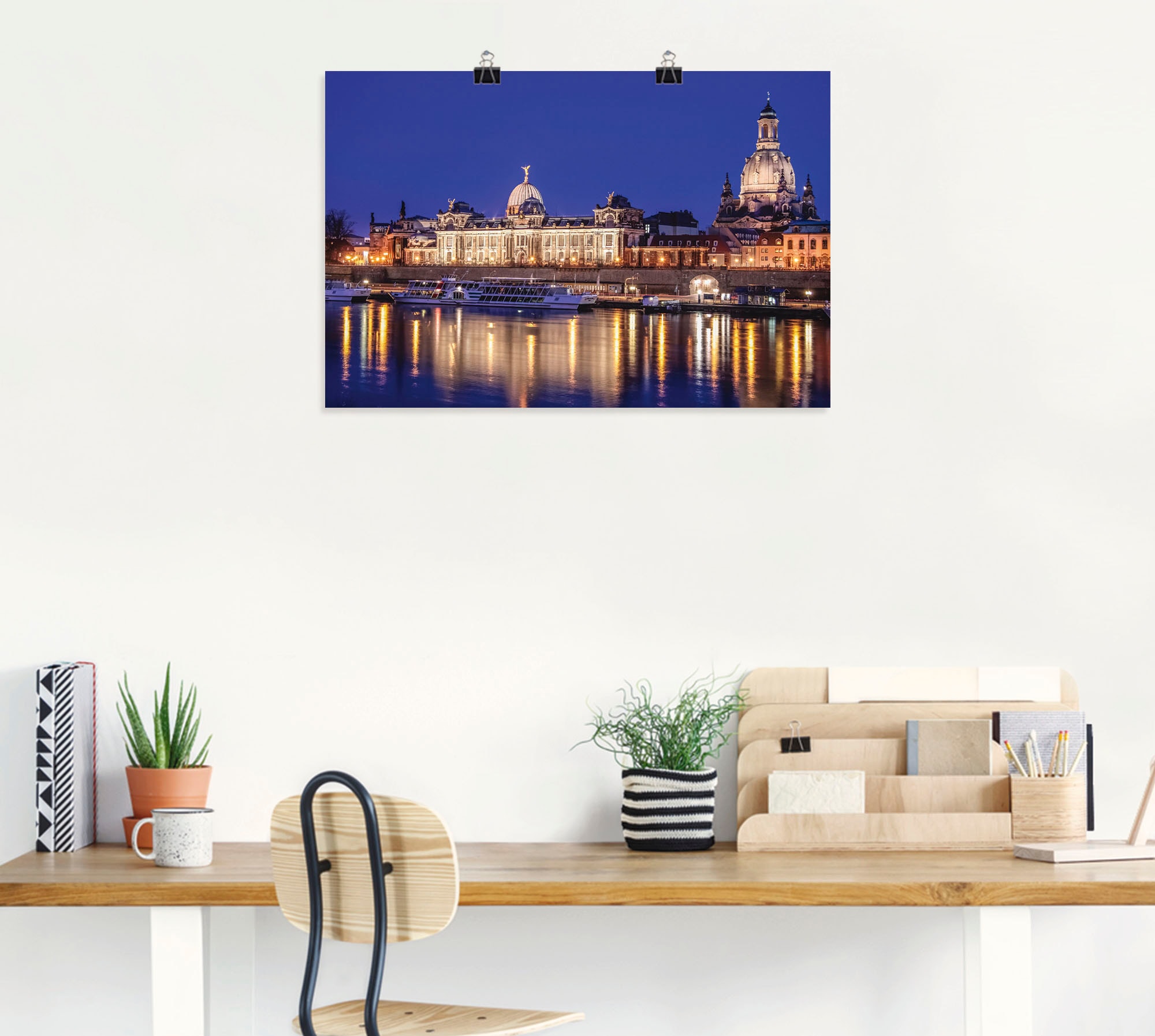 Artland Wandbild »Abend an der Elbe in Dresden«, Dresden, (1 St.), als Alubild, Leinwandbild, Wandaufkleber oder Poster in versch. Größen