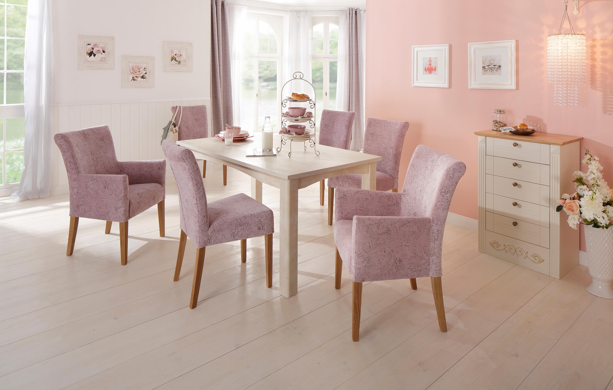 Home affaire Armlehnstuhl »King BESTSELLER!«, Luxus-Microfaser mit Druck, Esszimmerstuhl mit bequemer Polsterung, Esszimmersessel mit Armlehnen