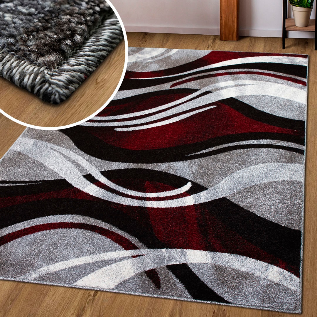 my home Teppich »Joas«, rechteckig, 9 mm Höhe, besonders weicher Kurzflor in modernem Wellen Muster, leichter Glanz
