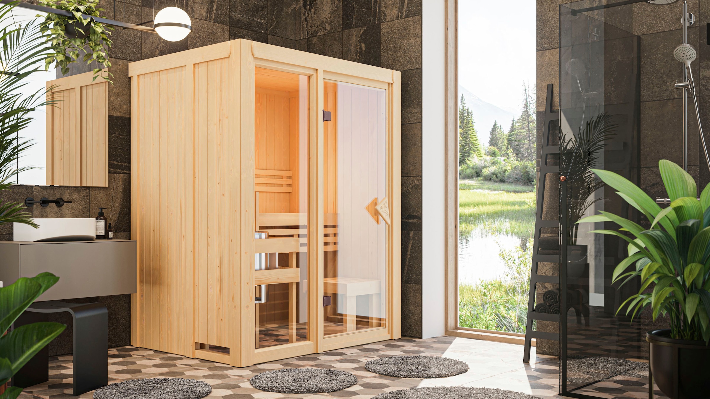 Karibu Sauna »Alani 1« Ofen 3,6 kW Bio-Ofen externe Strg. easy