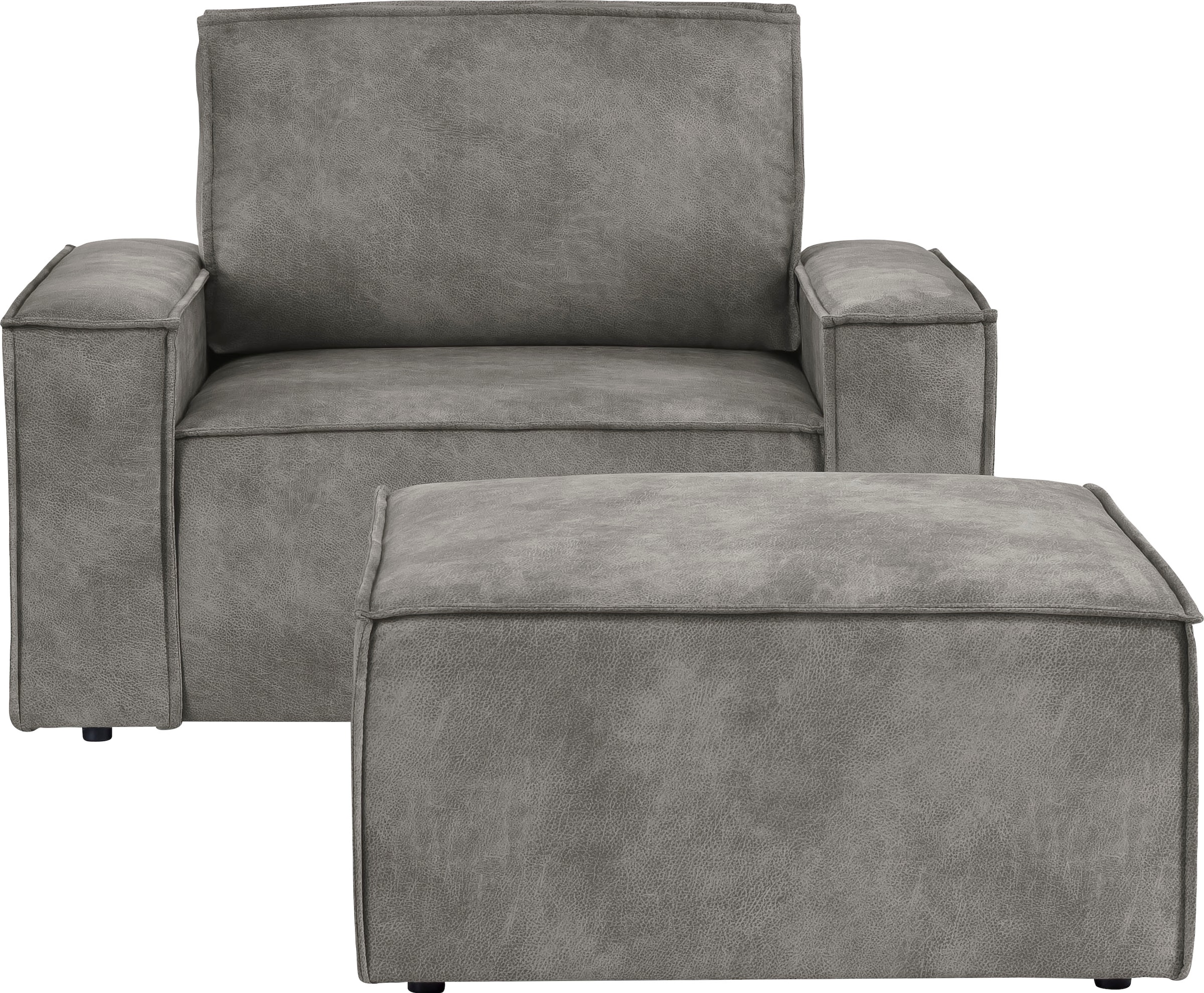 OTTO home Sessel »SHERWOOD Vintage Lederoptik Sessel-Set« Loveseat und Hocker im Set, passend zur Polster-Serie SHERWOOD
