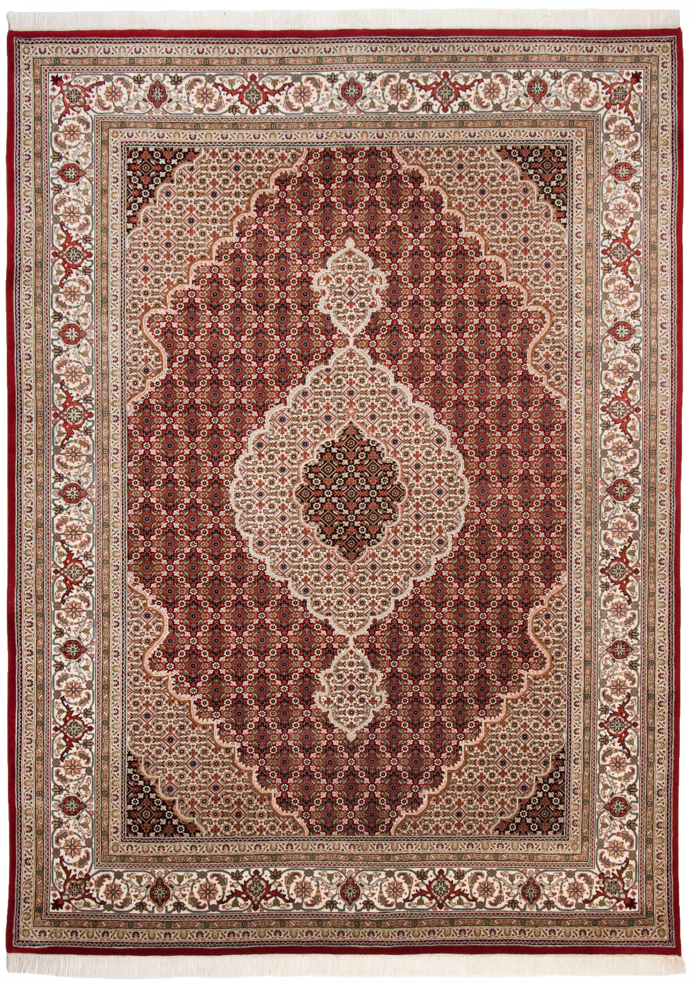 THEKO Orientteppich »Mahi Tabriz«, rechteckig, 12 mm Höhe, handgeknüpft, Material: 80%Wolle, 20% Seide, mit Fransen