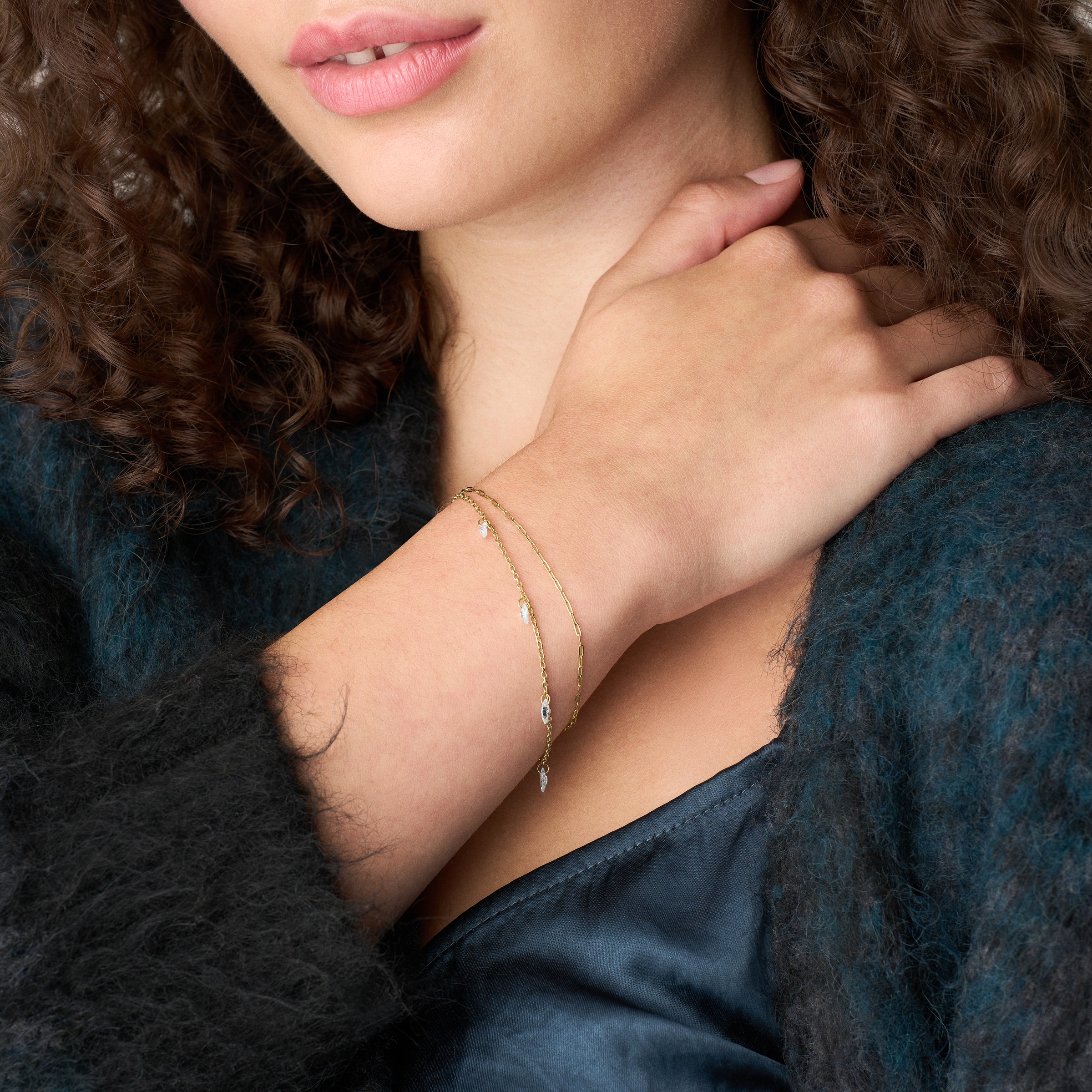 Fossil Armband »Schmuck Geschenk Edelstahl Armschmuck ELLIS Layering« mit Zirkonia (synth.)