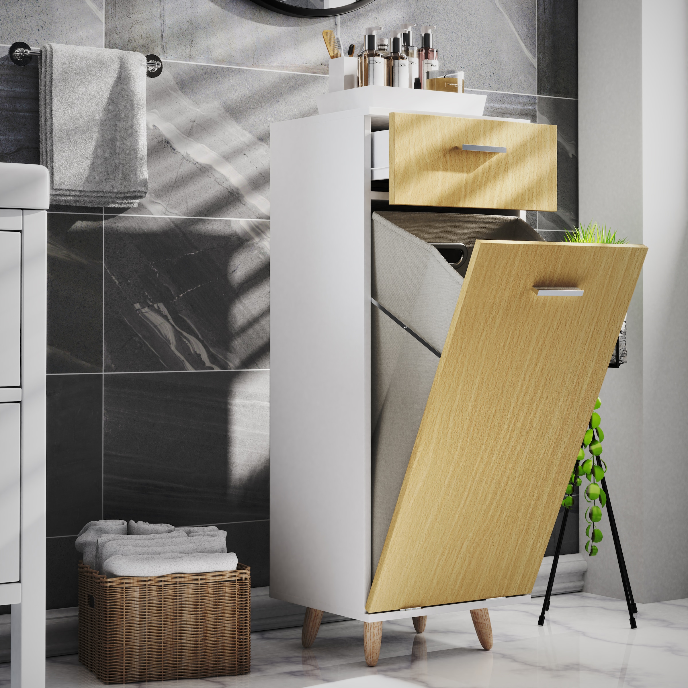 VCM Hochschrank »Wäscheschrank Wäschetruhe Wäschebox Landos S«