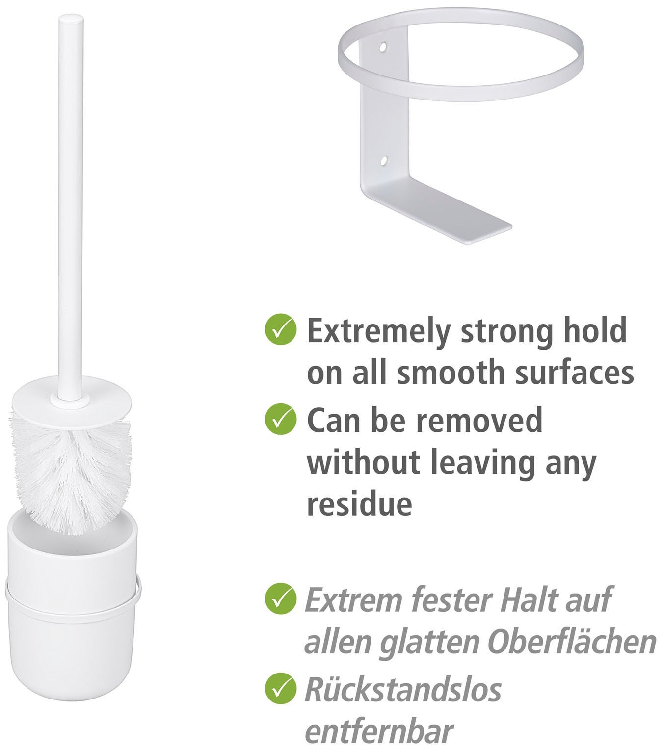 WENKO WC-Garnitur »Turbo-Loc® Carpino« aus Kunststoff | Metall weiß, Befestigen ohne Bohren