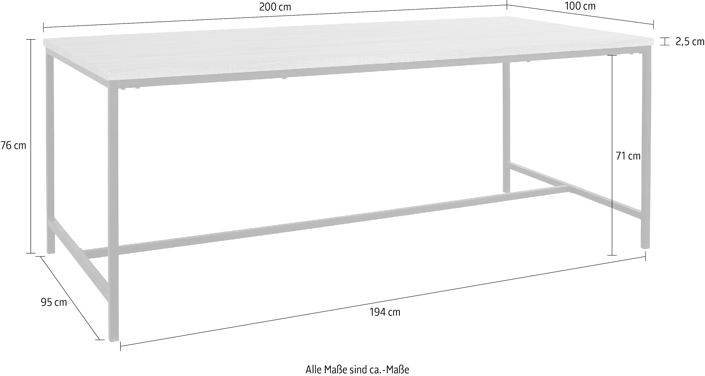 andas Esstisch »Vadum«, (1 St.), mit Tischplatte in einer Holzoptik und fühlbare Struktur, Höhe 76 cm