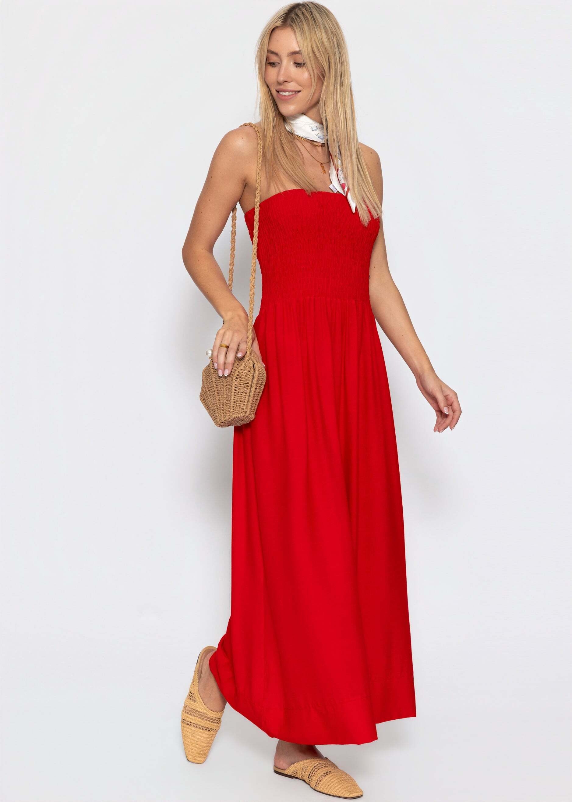 SASSYCLASSY Maxikleid »Bandeau Kleid« Elegantes Maxikleid mit elastischem Oberteil und fließendem Rock
