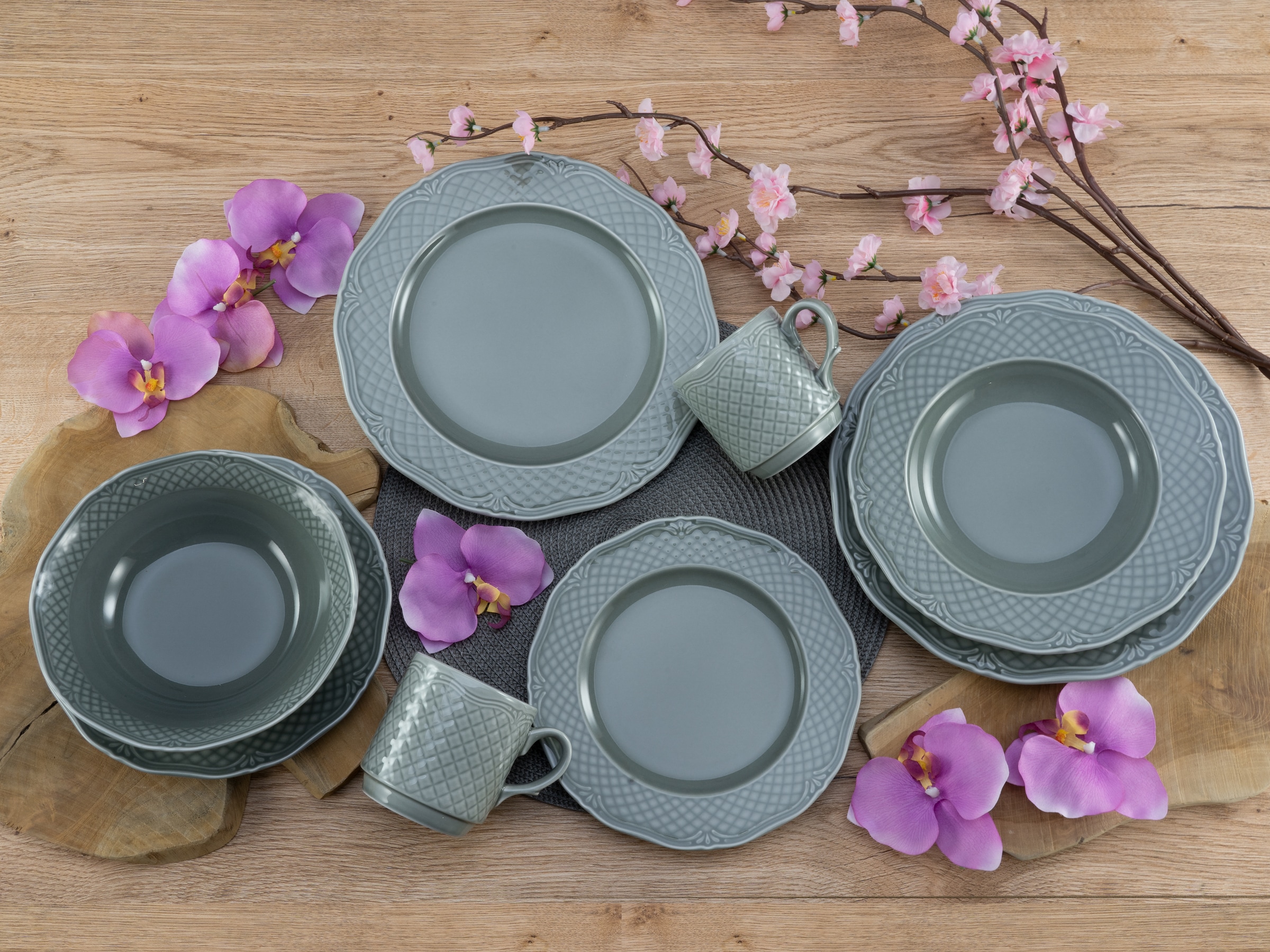 CreaTable Kombiservice »Arianne«, (Set, 20 tlg.), Vintage-Look, ausdrucksstarkes Relief