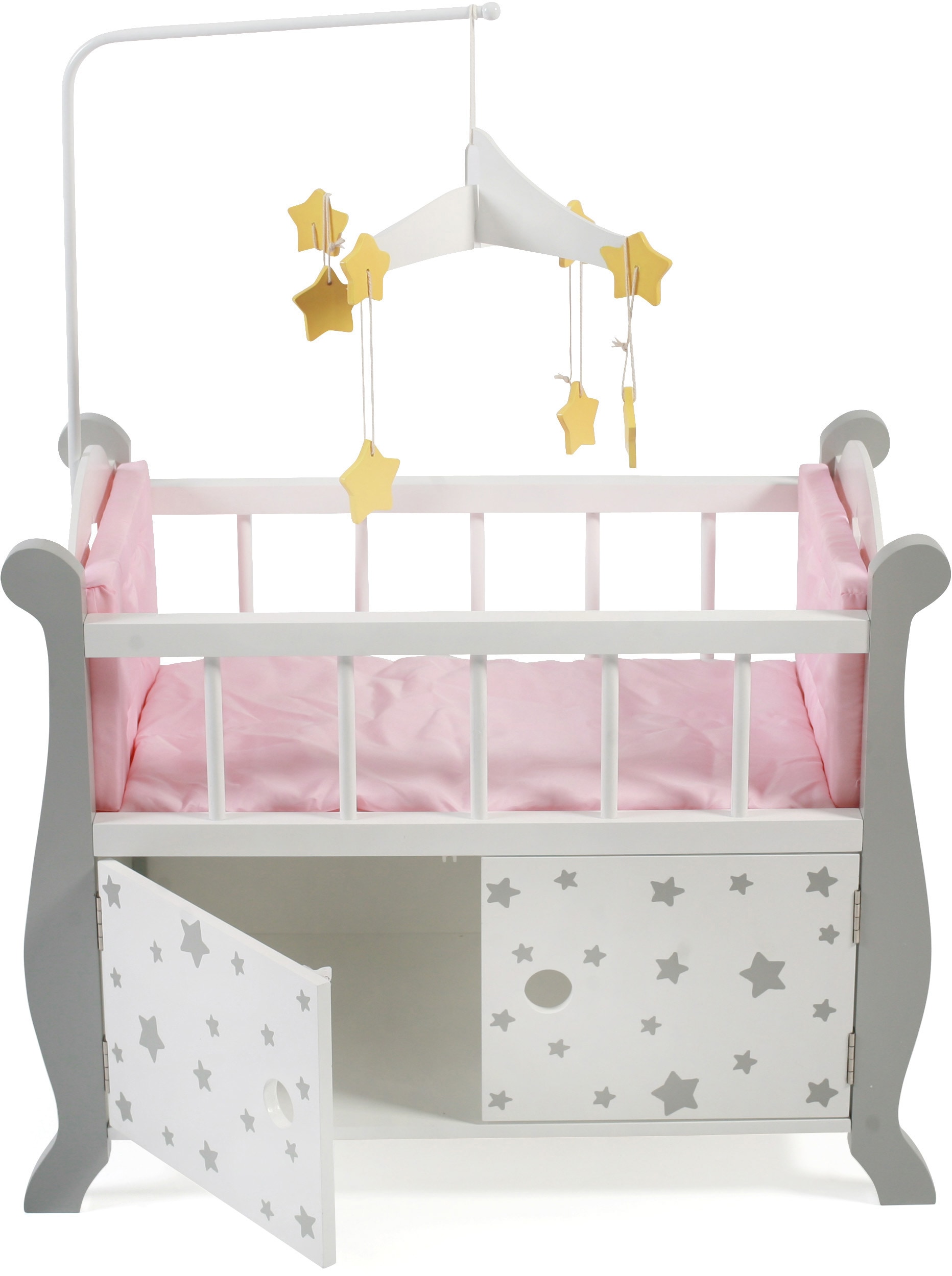 CHIC2000 Puppenbett »Stars Grau«, aus Holz mit Mobile