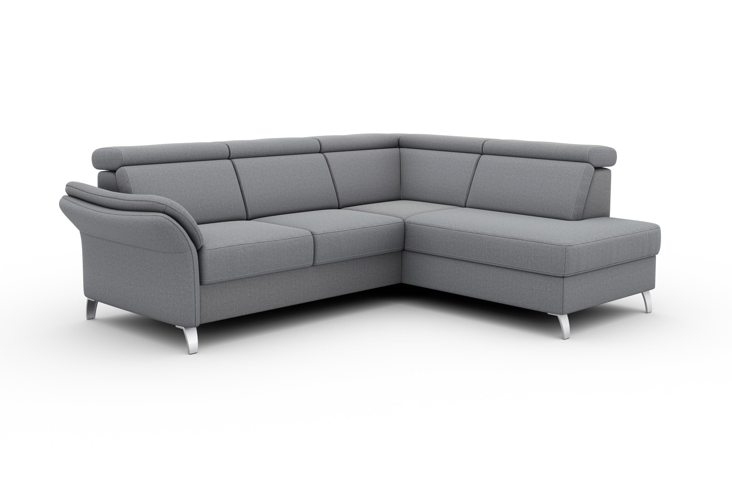 sit&more Ecksofa »Vincenzo L-Form«, inklusive Kopfteilverstellung, wahlweise mit Bettfunktion, Bettkasten