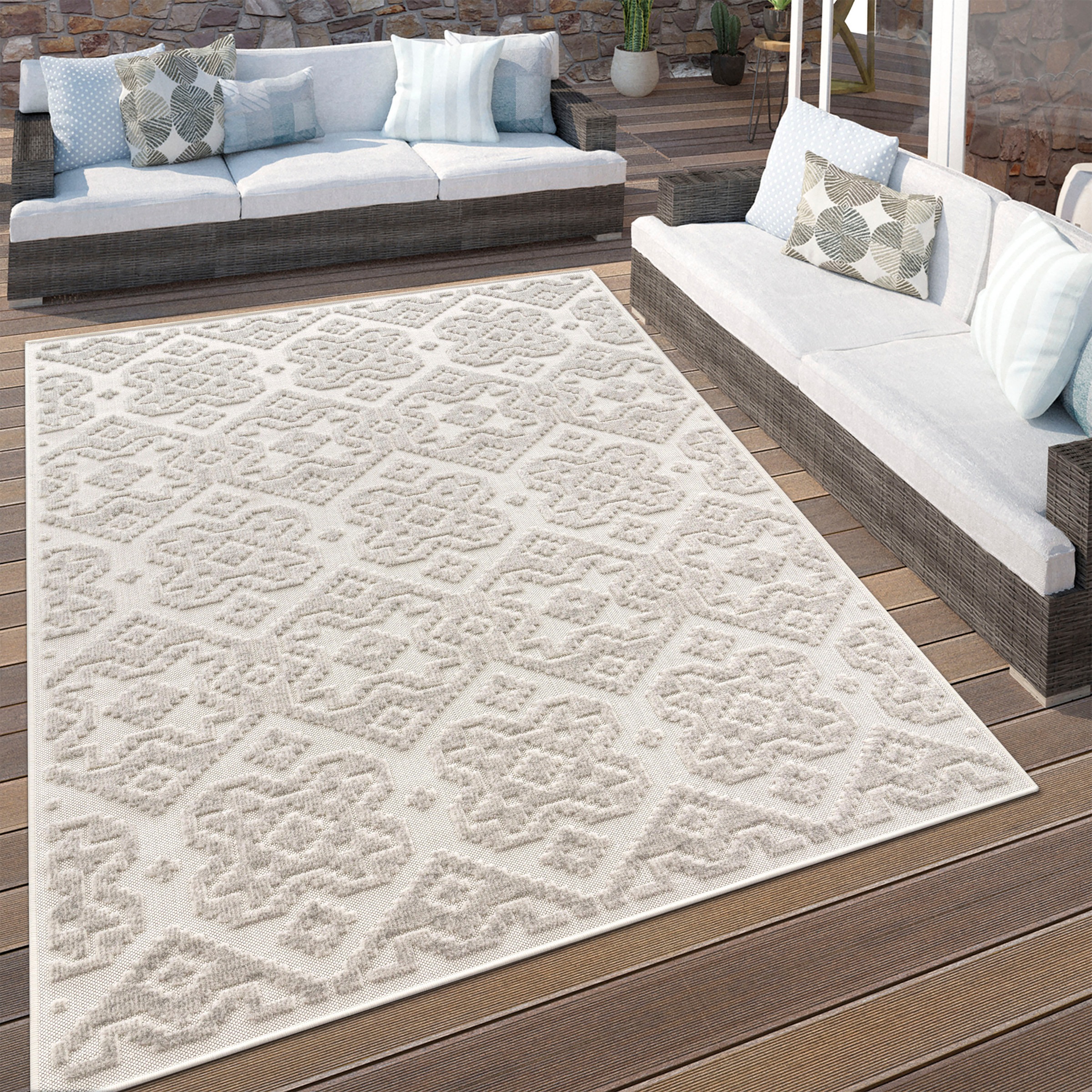 Paco Home Teppich »Stilo 864«, rechteckig, 10 mm Höhe, Hoch-Tief Effekt, Scandi, auch als Läufer, In- und Outdoor geeignet