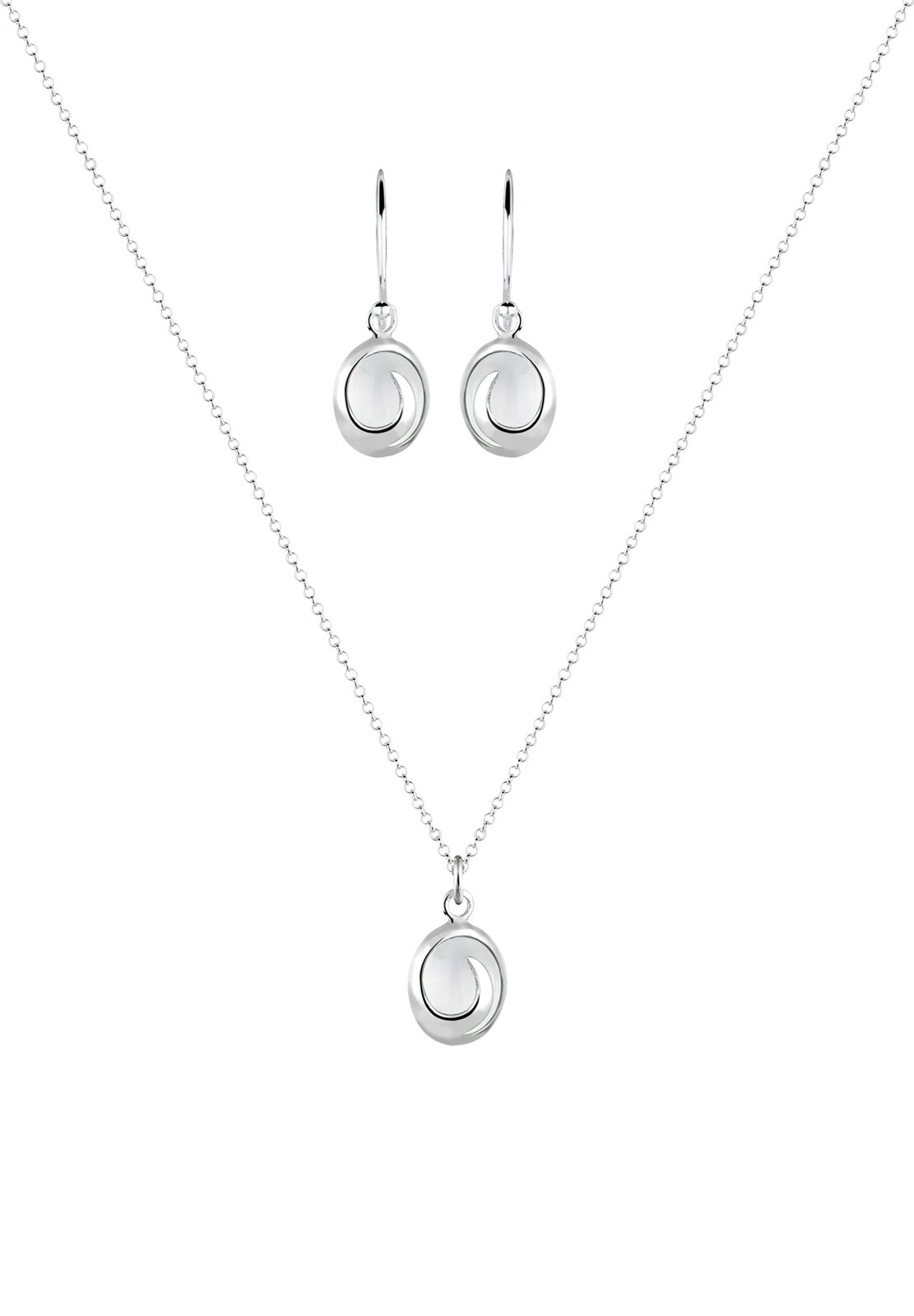 Elli Ohrring und Ketten Set »Schmuckset Ohrhänger und Anhänger Mondstein 925 Silber«