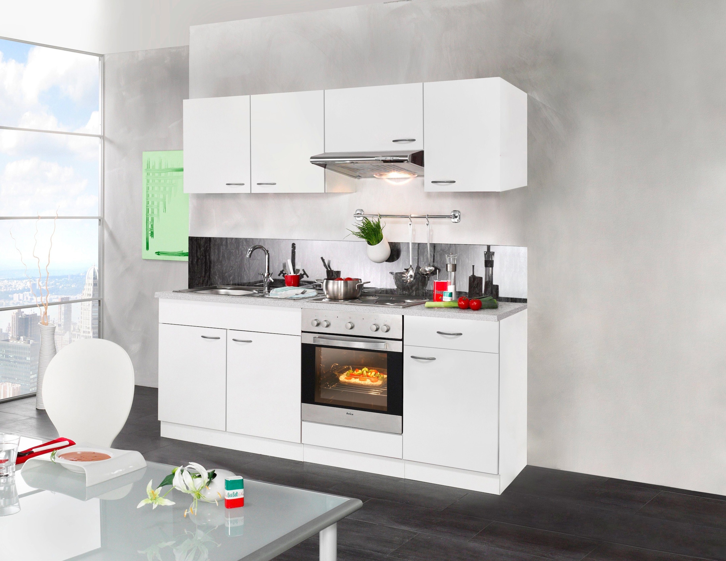 wiho Küchen Küchenzeile »Valencia«, mit bei OTTO E-Geräten, 210 Breite cm