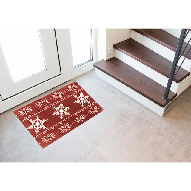 my home Fußmatte »Schneeflocken«, rechteckig, Winter-Motiv, Weihnachten,  Türvorleger, rutschfest, festlich bei OTTO