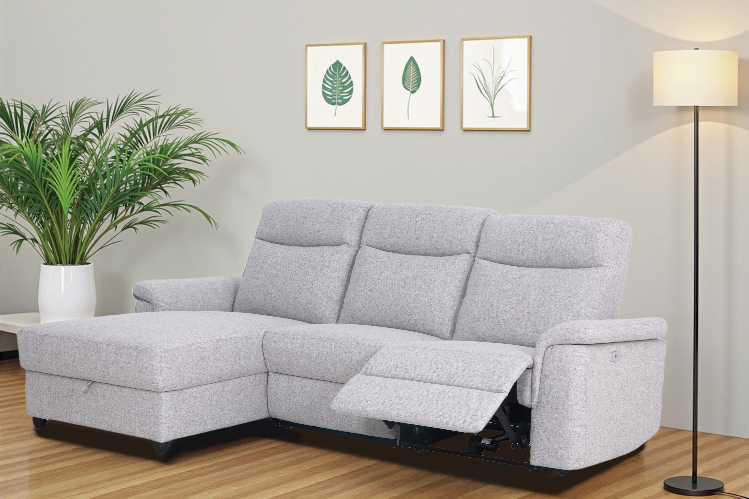 Home affaire Ecksofa »BRIONNE, L-Form, 255cm, manuelle u. elektrische Funktion (USB A/C),« Liegefunktion, Stauraum, Federkernpolsterung, Webstoff