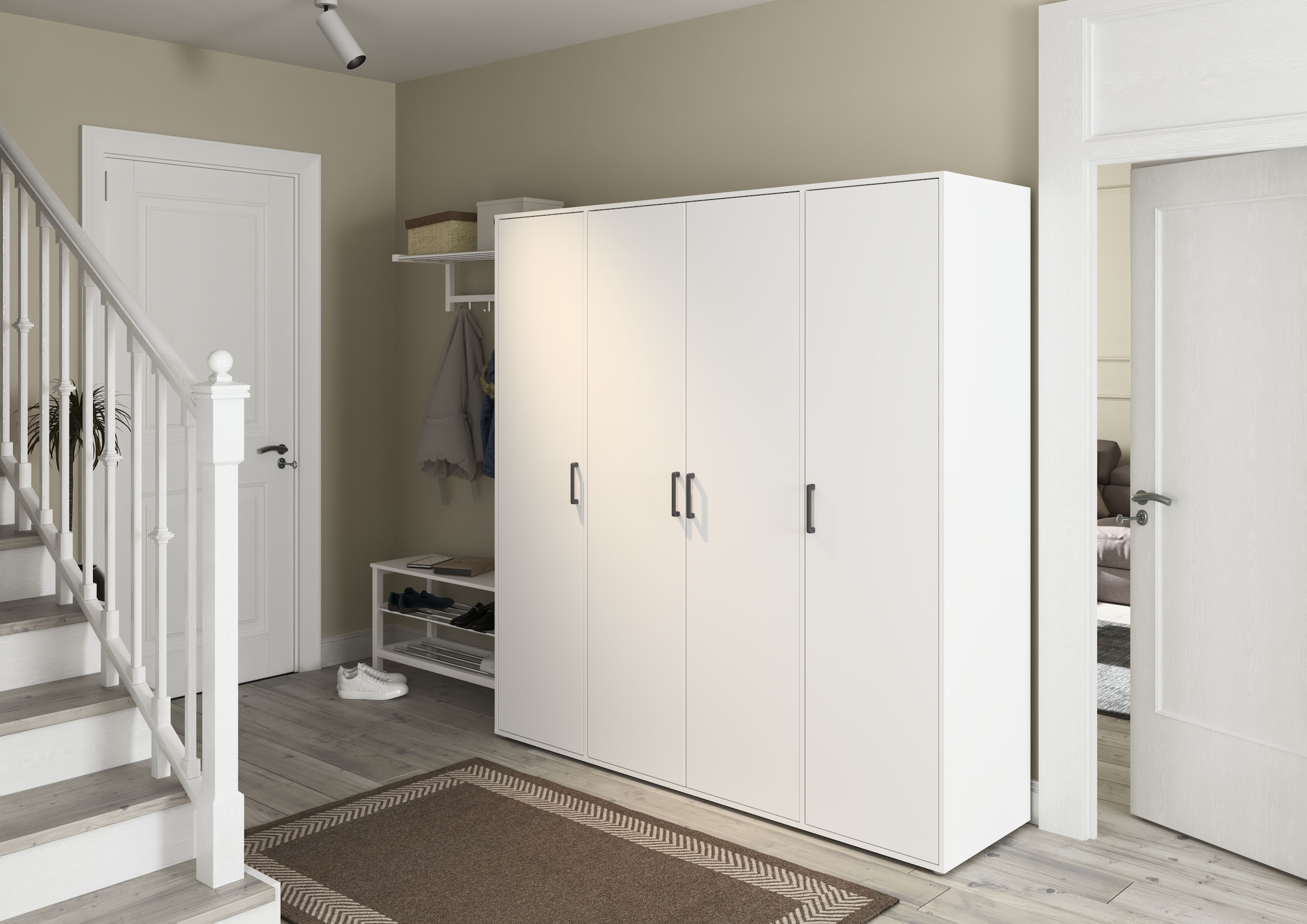 rauch Kleiderschrank »VOYAGER Garderobe Wäscheschrank TOPSELLER Schlafzimmer«, (in 3 verschiedenen Ausstattungen BASIC/CLASSIC/PREMIUM), Schrank mit modernen Griffen in viel Stauraum MADE IN GERMANY
