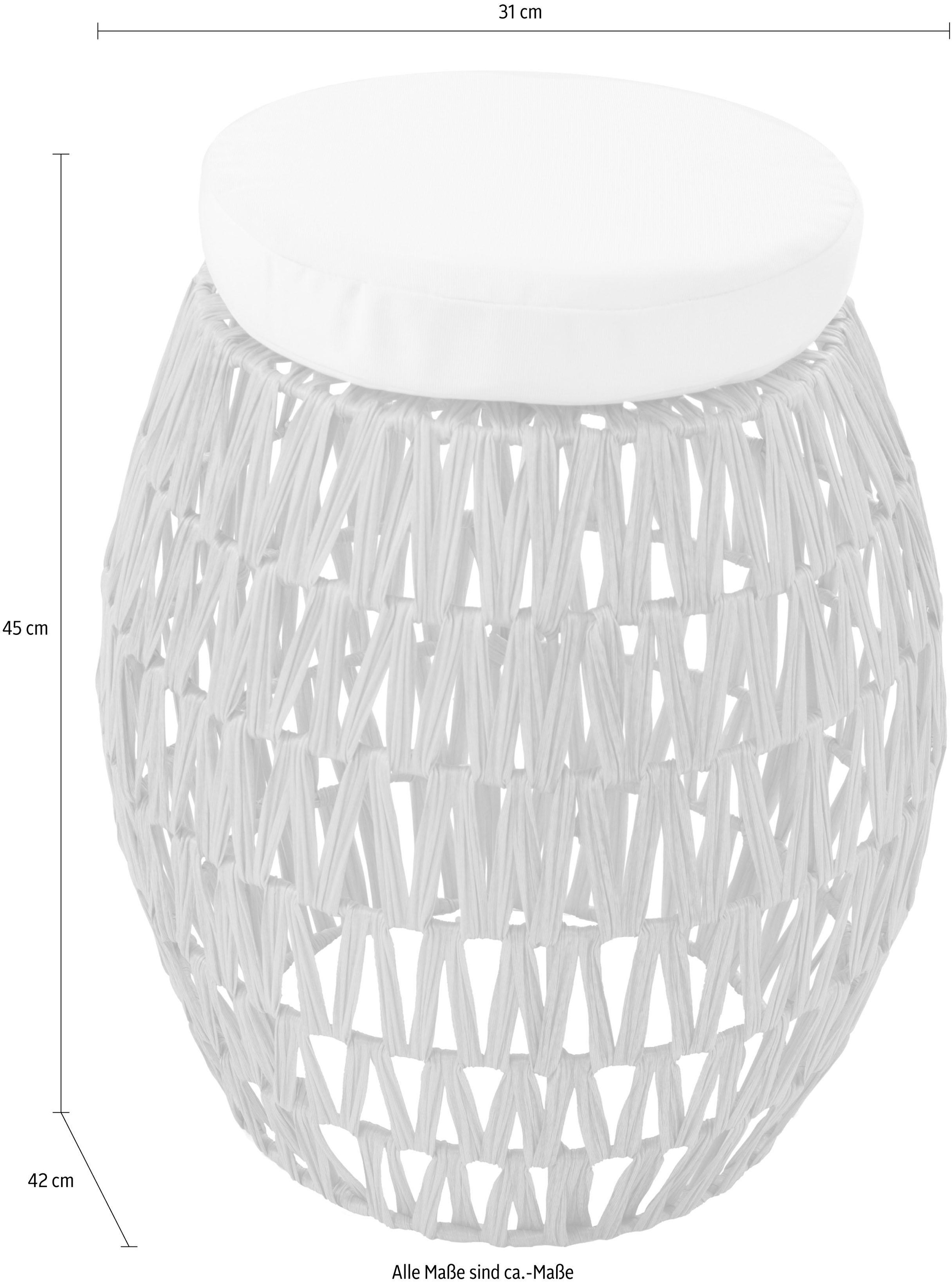 Kayoom Rattanstuhl »Stuhl / Hocker Alba Hellbraun, 2er-Set Rattan-Hocker, Bast-Optik«, 1 St., Unikat, in Handarbeit gefertigt, Sitzfläche mit dickem Kissen