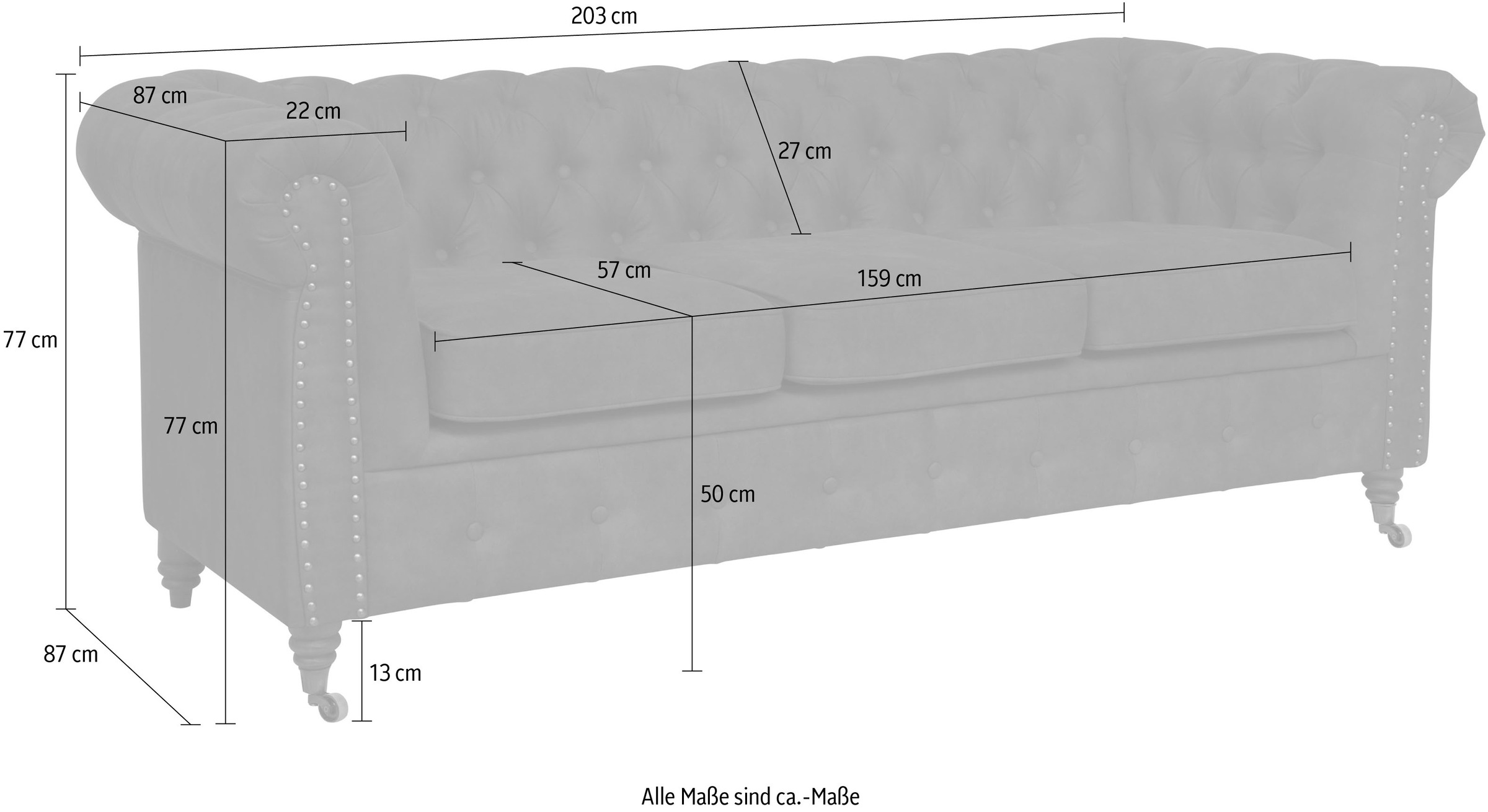 Home affaire Chesterfield-Sofa »Aarburg« aufwändige Knopfheftung und Ziernägel im Chesterfield-Design