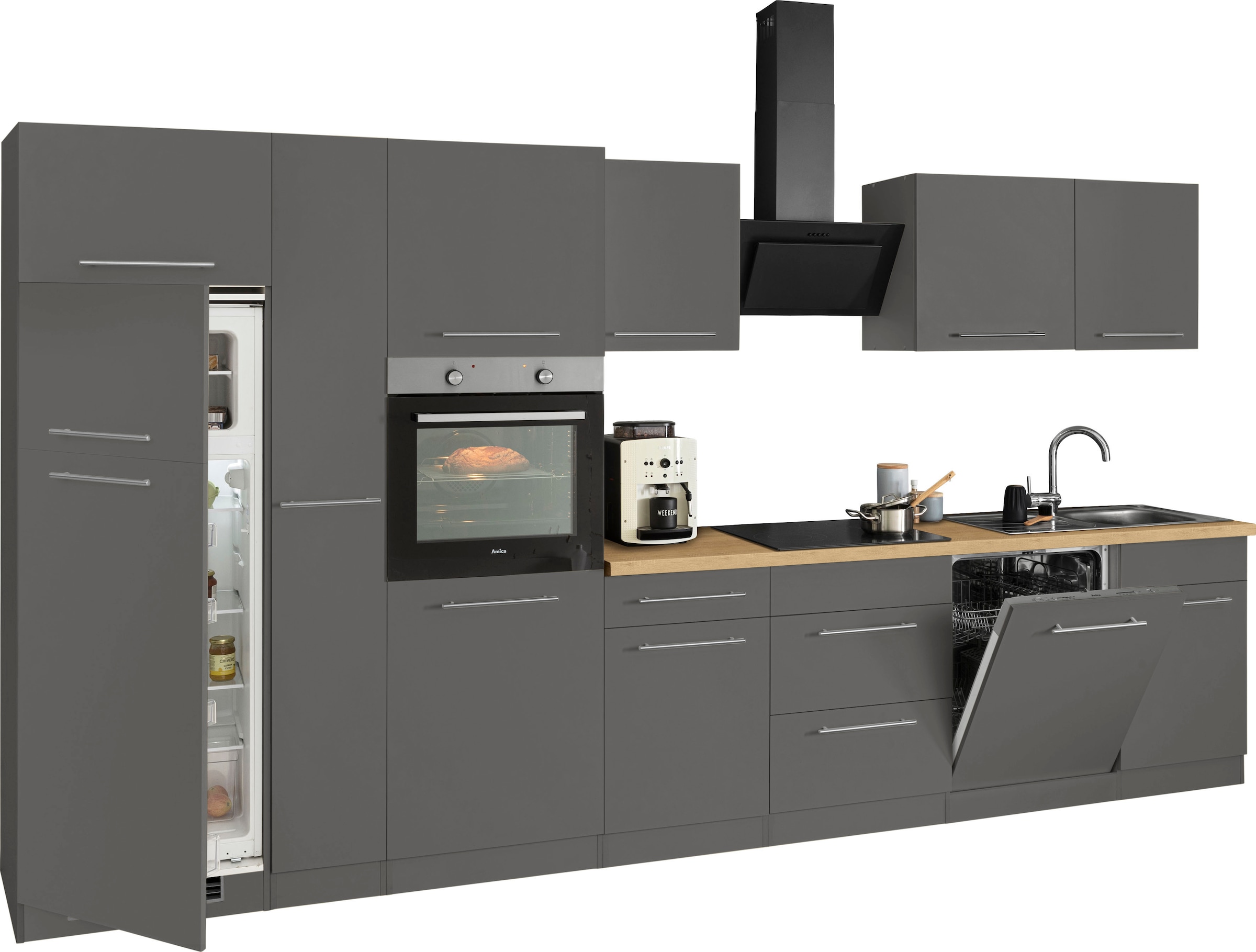 wiho Küchen Küchenzeile »Unna«, mit cm 370 E-Geräten, bei online OTTO Breite
