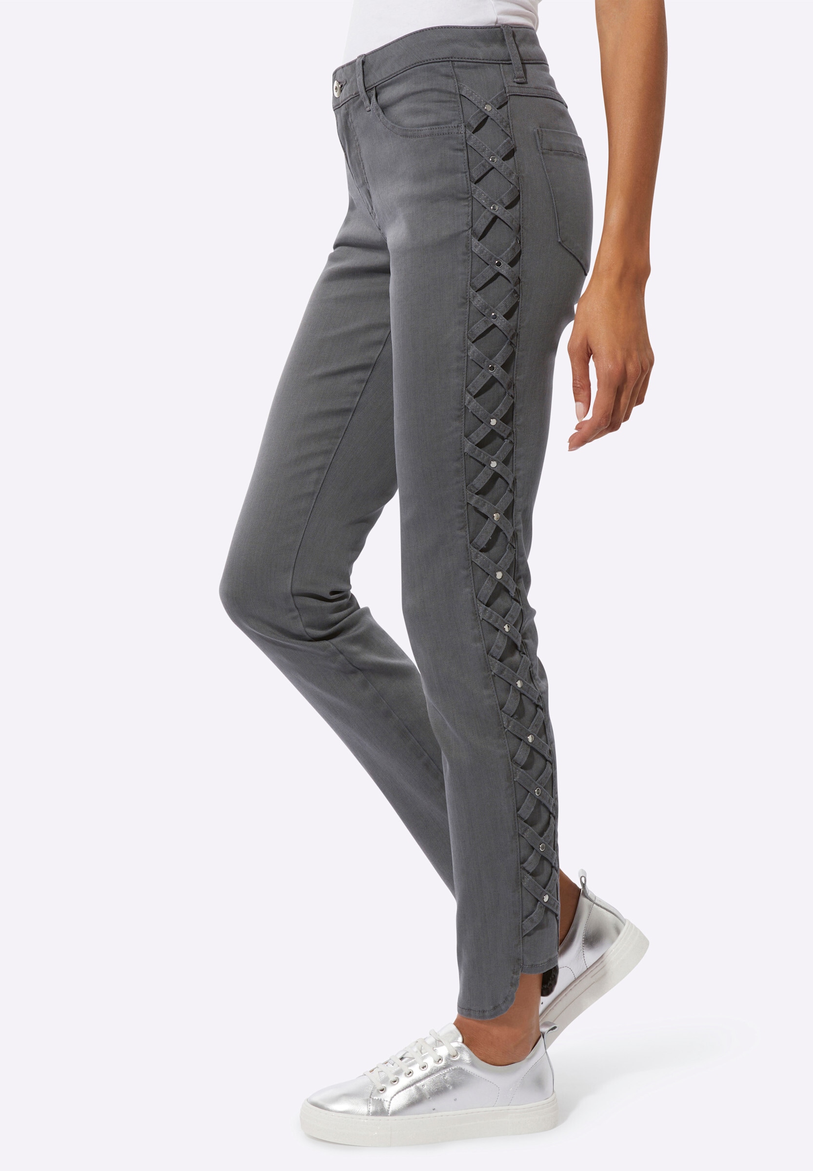 creation L 5-Pocket-Jeans »Lyocell-Baumwoll-Mix-Jeans 5-Pocket-Jeans mit Bändchen-Verzierung seitlich«