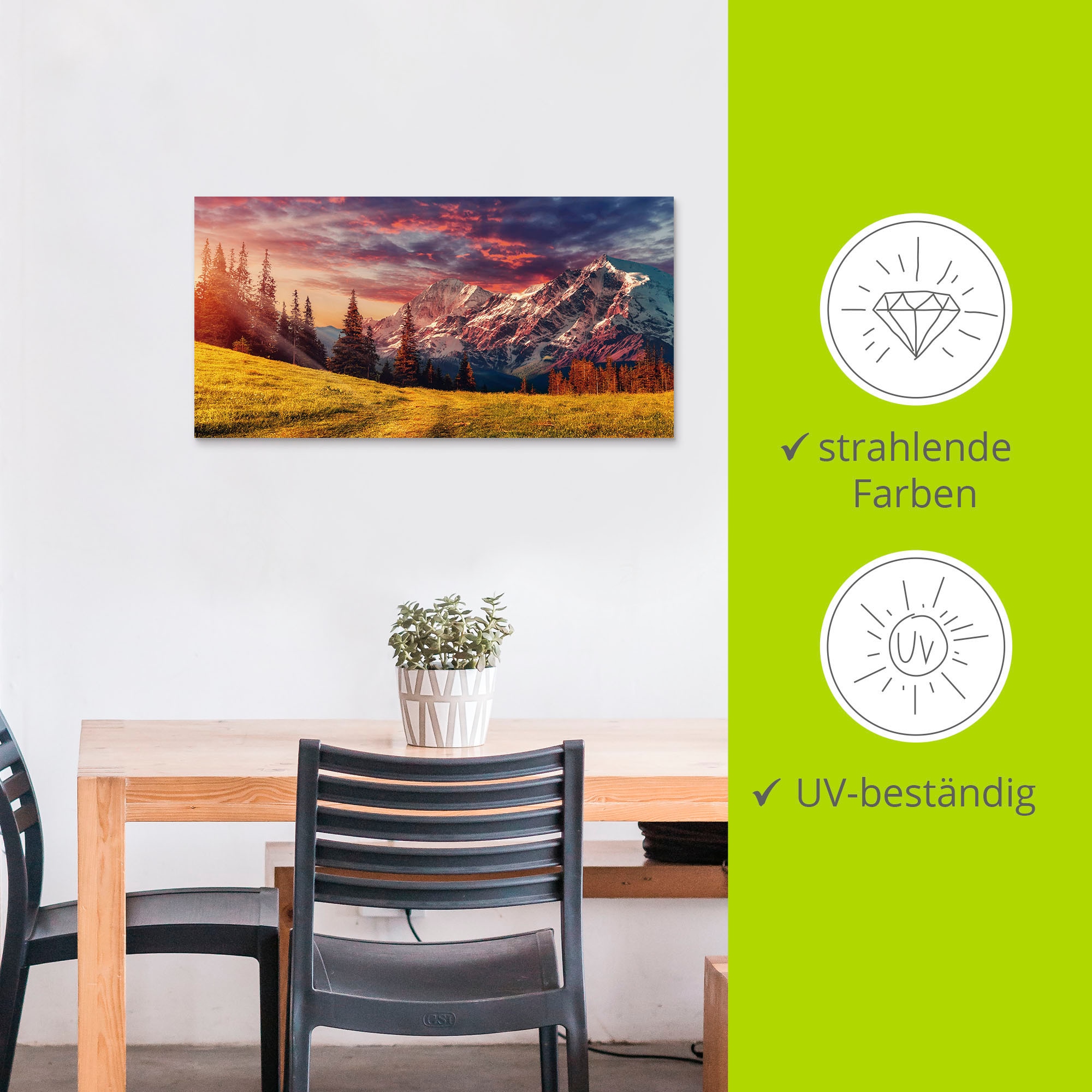 Artland Wandbild »Alpines Hochland«, Berge & Alpenbilder, (1 St.), als Alubild, Outdoorbild, Leinwandbild in verschied. Größen