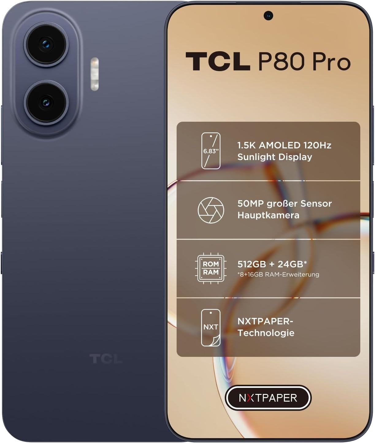 TCL Smartphone »P80 Ultra 256GB« Midnight Blue
