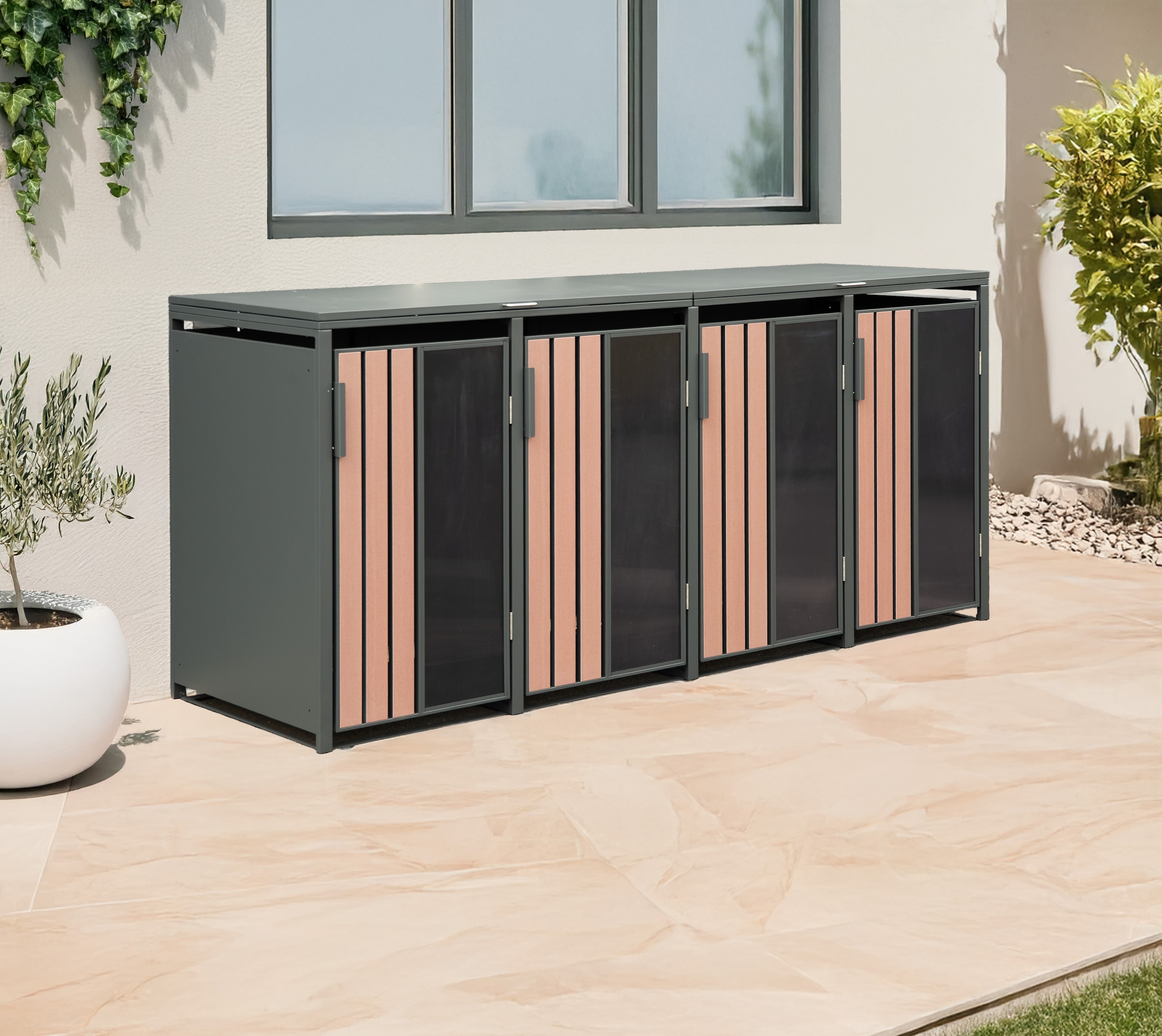 WESTMANN Mülltonnenbox »Status 4« BxTxH: 265x80x116 cm, für 4x240 L Mülltonnen