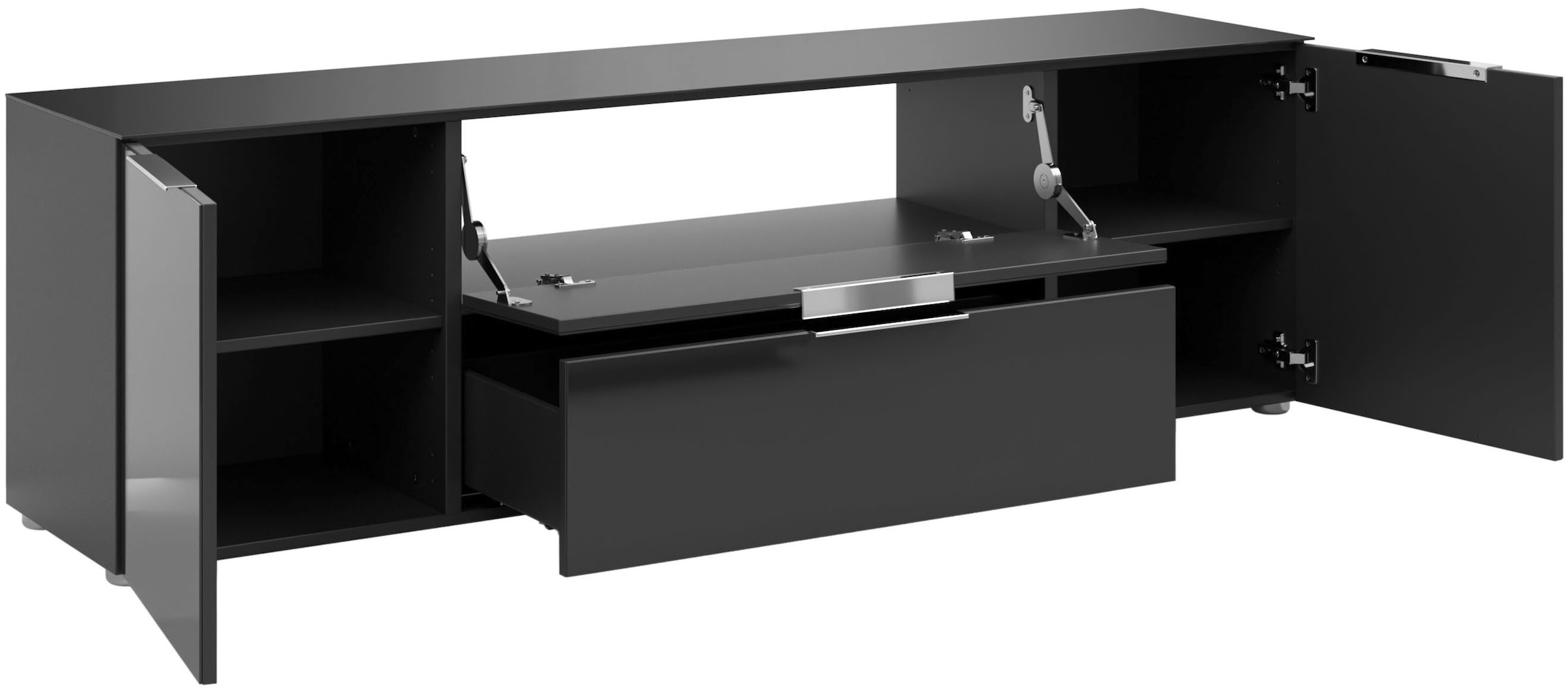 Manjana Möbel Lowboard »Lowboard mit Chrom oder Schwarz matten Metallgriffen«