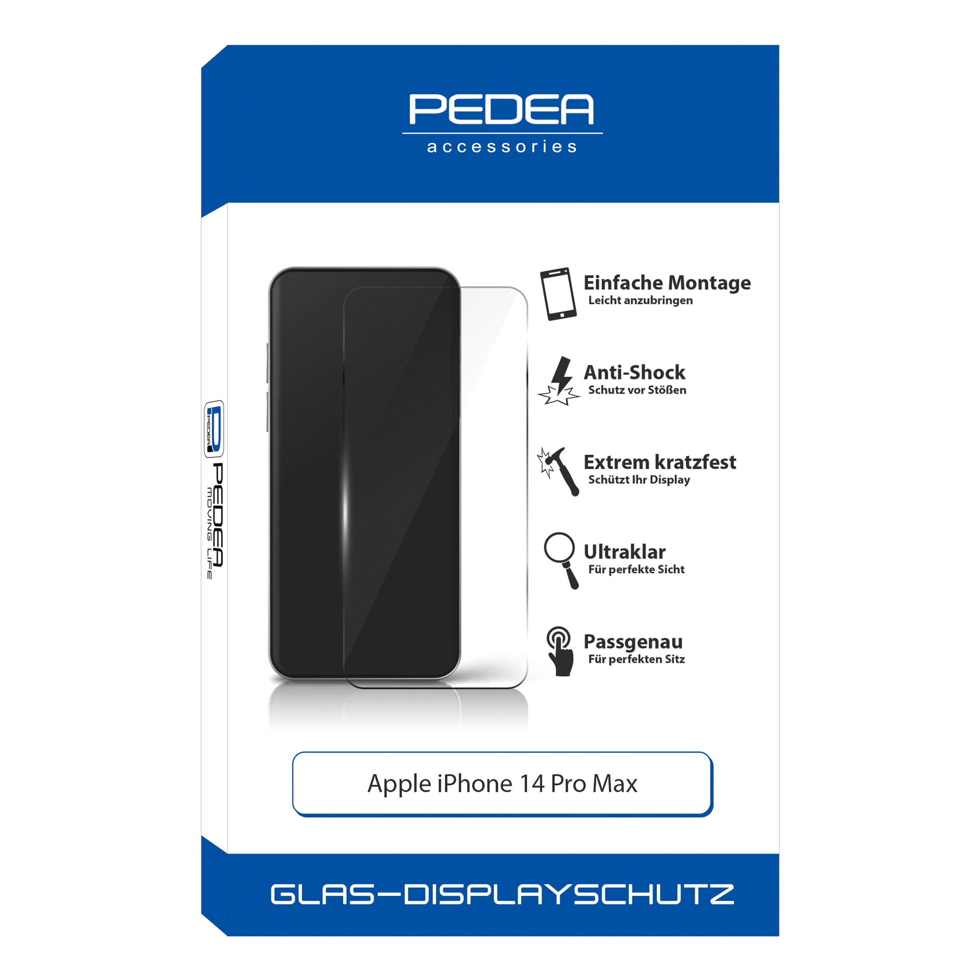 PEDEA Displayschutzglas »Display-Schutzglas - iPhone 14 Pro Max«, für iPhone 14 Pro Max