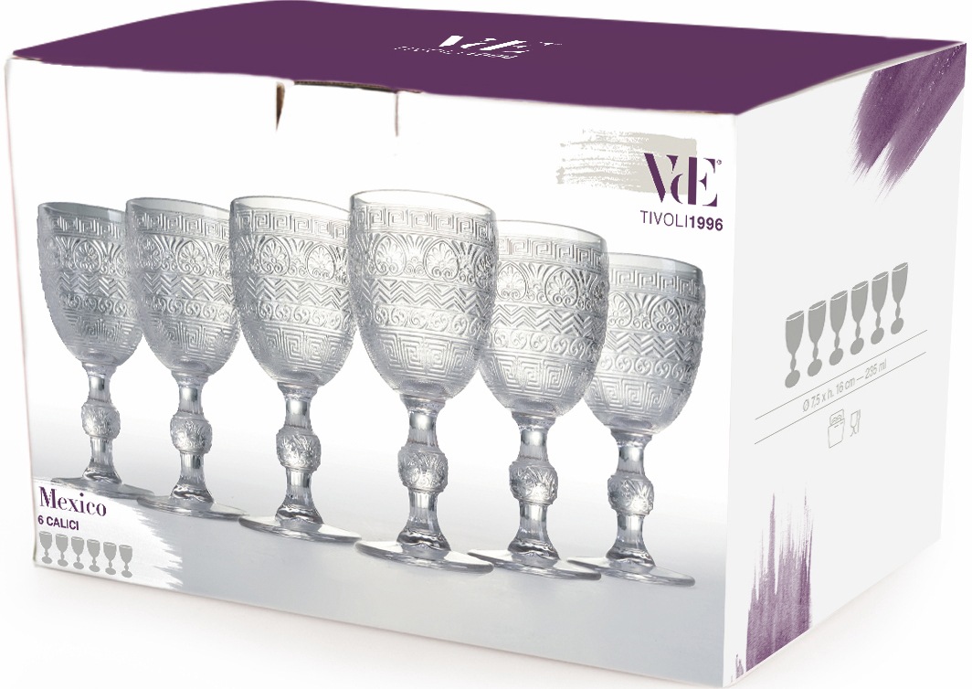 Villa d'Este Weinglas »Mexiko transparent«, (Set, 6 tlg.), Gläser-Set, 6-teilig, Inhalt 235 ml