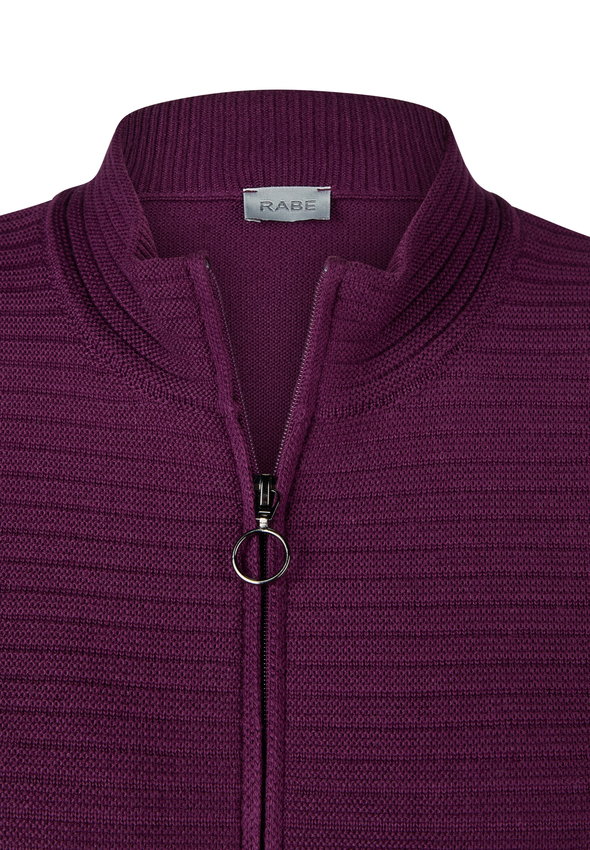 Rabe Strickjacke mit Reißverschluss und Stehkragen