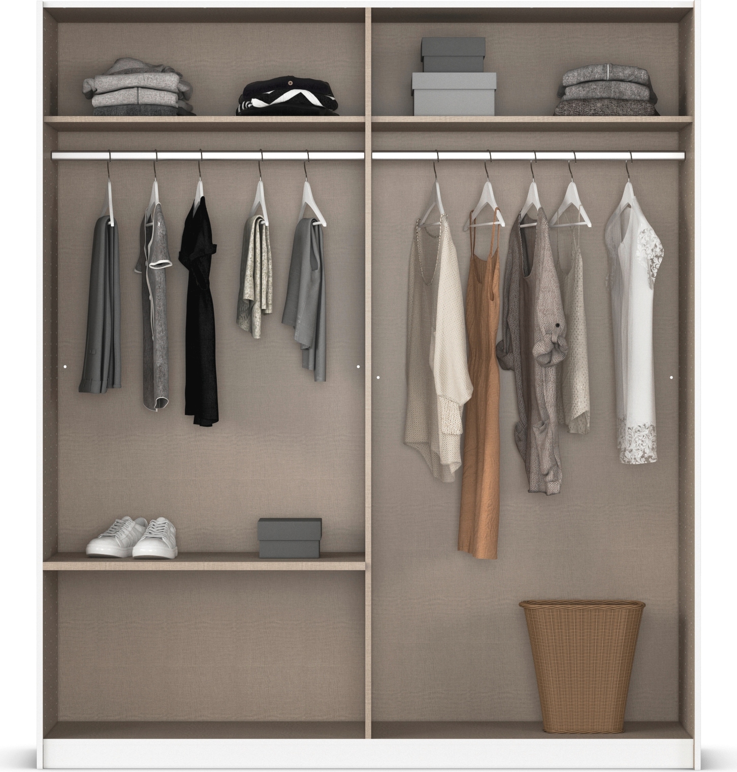 rauch Schwebetürenschrank »Kleiderschrank Schrank Garderobe Wäscheschrank ELARA mit Spiegel« praktische Schubladen optional farblich abgesetzt MADE IN GERMANY