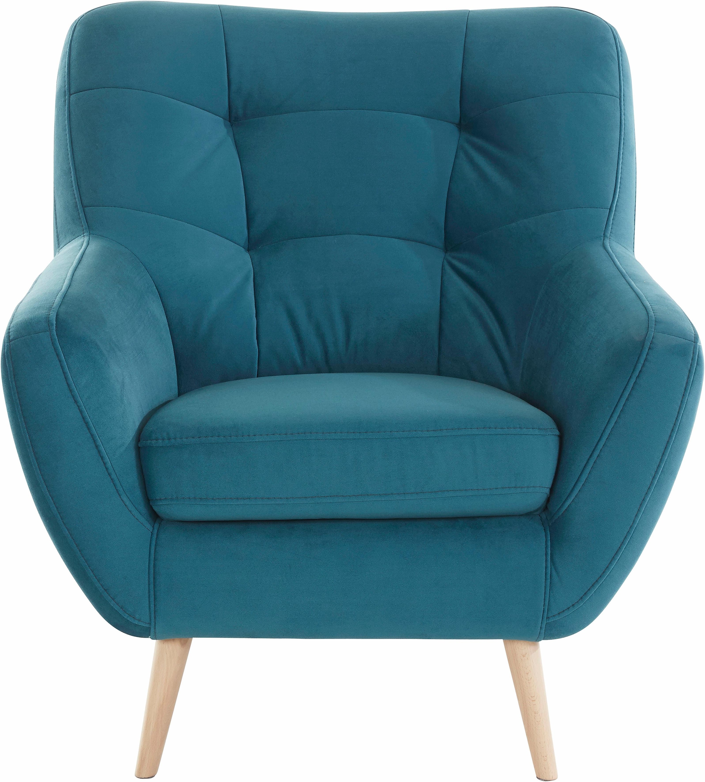 exxpo - sofa fashion Sessel »Scandi, Loungesessel mit tollem Sitzkomfort, hochwertige Polsterung«, bequem, hohe Holzfüße