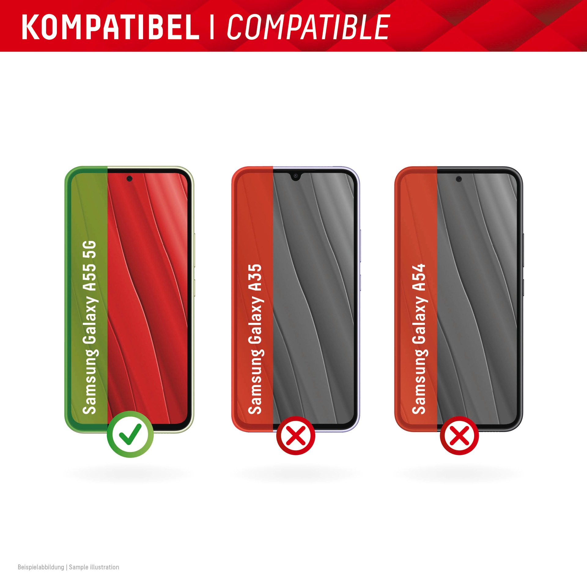Displex Displayschutzglas »Real Glass + Case«, für Samsung Galaxy A55 5G, (1 St.), Bildschirmschutz, Displayschutzfolie,Einfach anbringen,kratz-&stoßfest