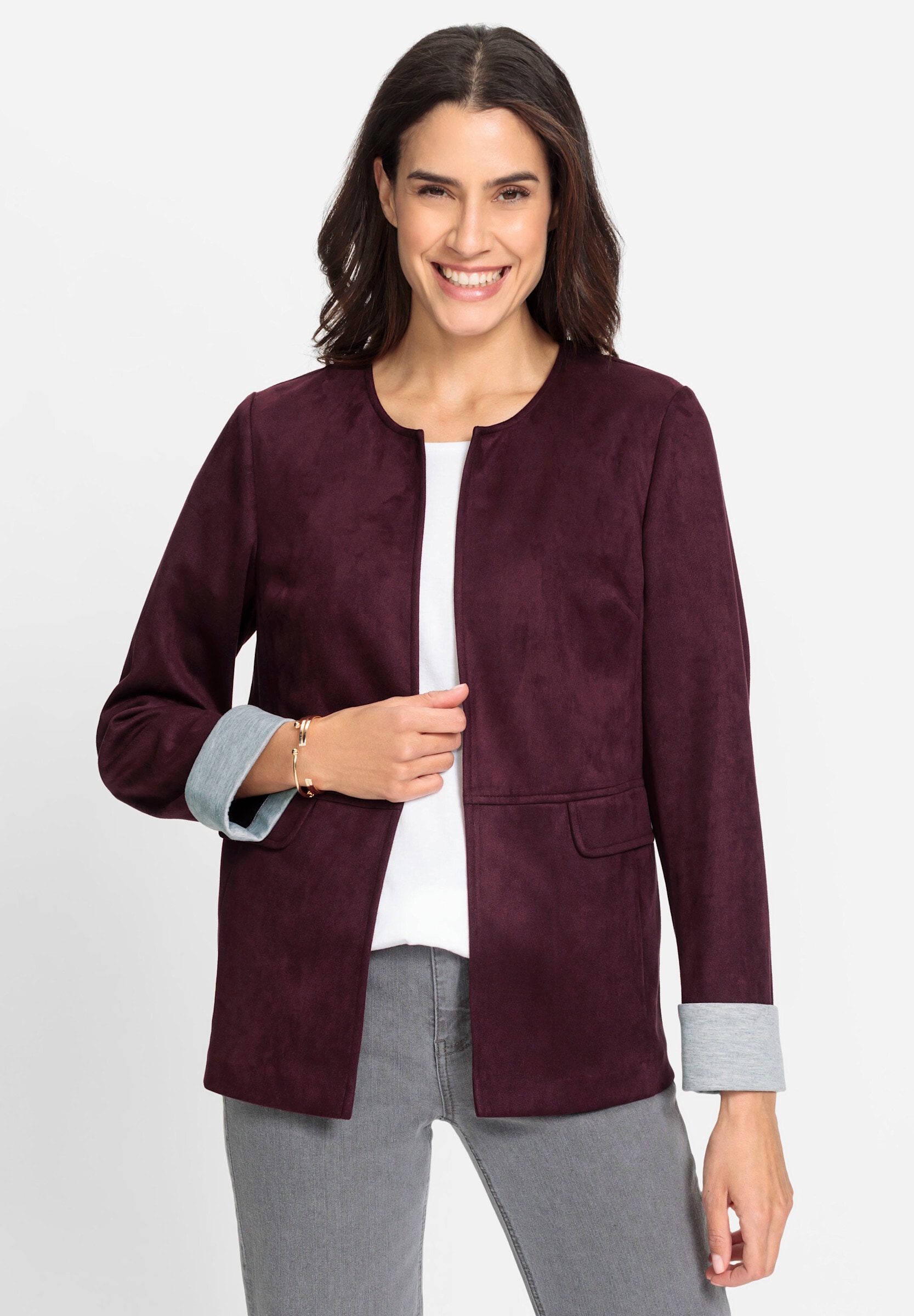Witt Blusenblazer »Lederimitat-Blazer Lederimitat-Blazer in Velours-Optik«