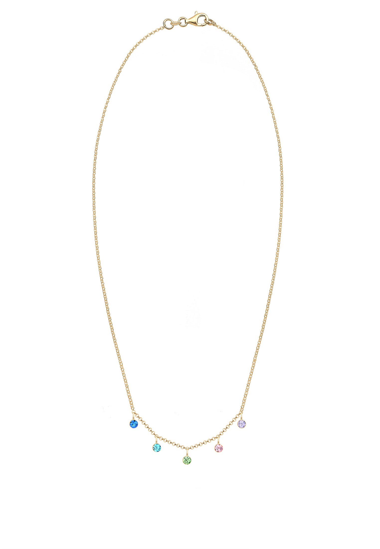 Elli Silberkette »Halskette Glas Kristalle Pastell 925 Sterling Silber vergoldet«