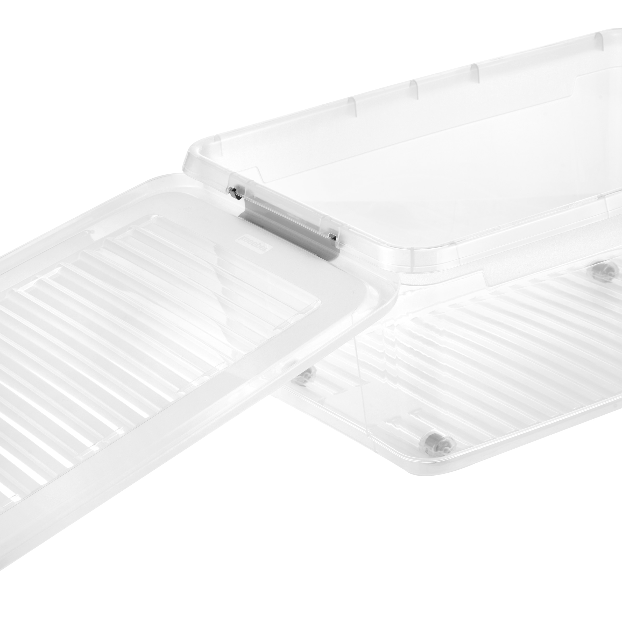 keeeper Aufbewahrungsbox »Clipbox Leo (Set 3 St.) 37 L, 59 x 38 x 24 cm« Schanierclips, Doppelöffnung, 90° drehbare Räder, fixierbarer Deckel