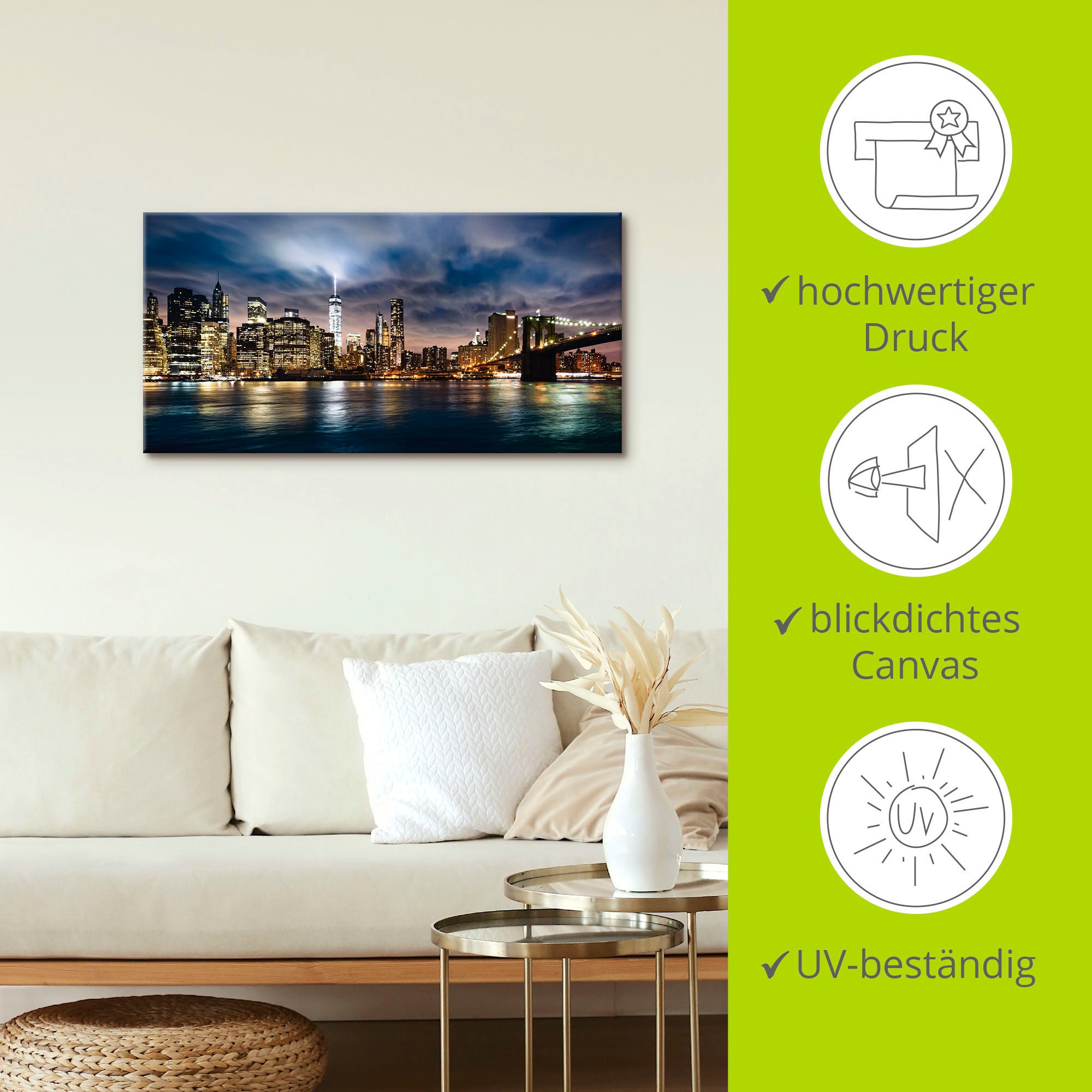 Artland Wandbild »Sonnenaufgang über Manhattan« Amerika 1 Stk. tlg. als Alubild, Outdoorbild, Leinwandbild in verschied. Größen