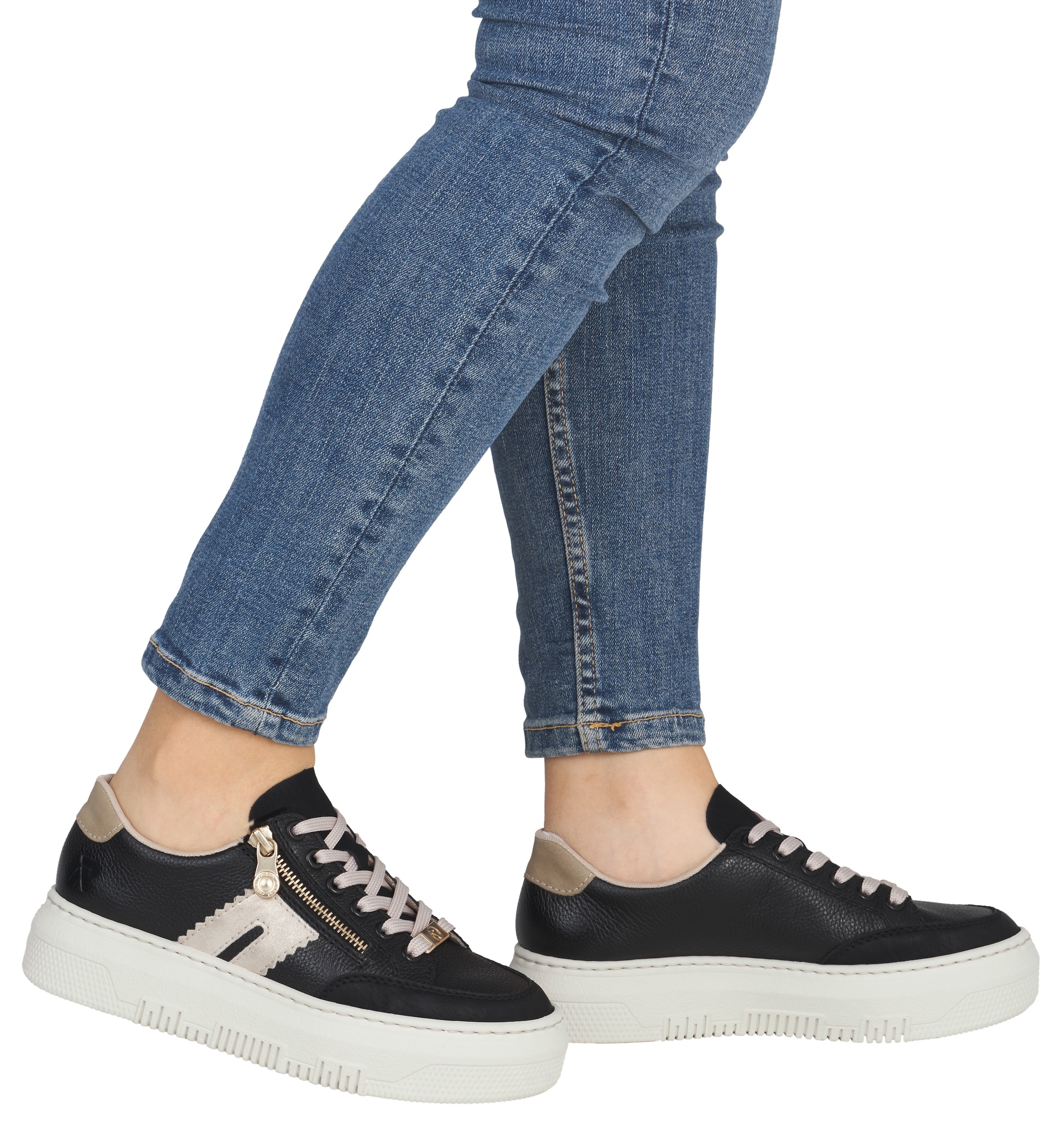 Rieker Plateausneaker  Schnürschuh, Halbschuh, Freizeitschuh mit seitlichem Reißverschluss