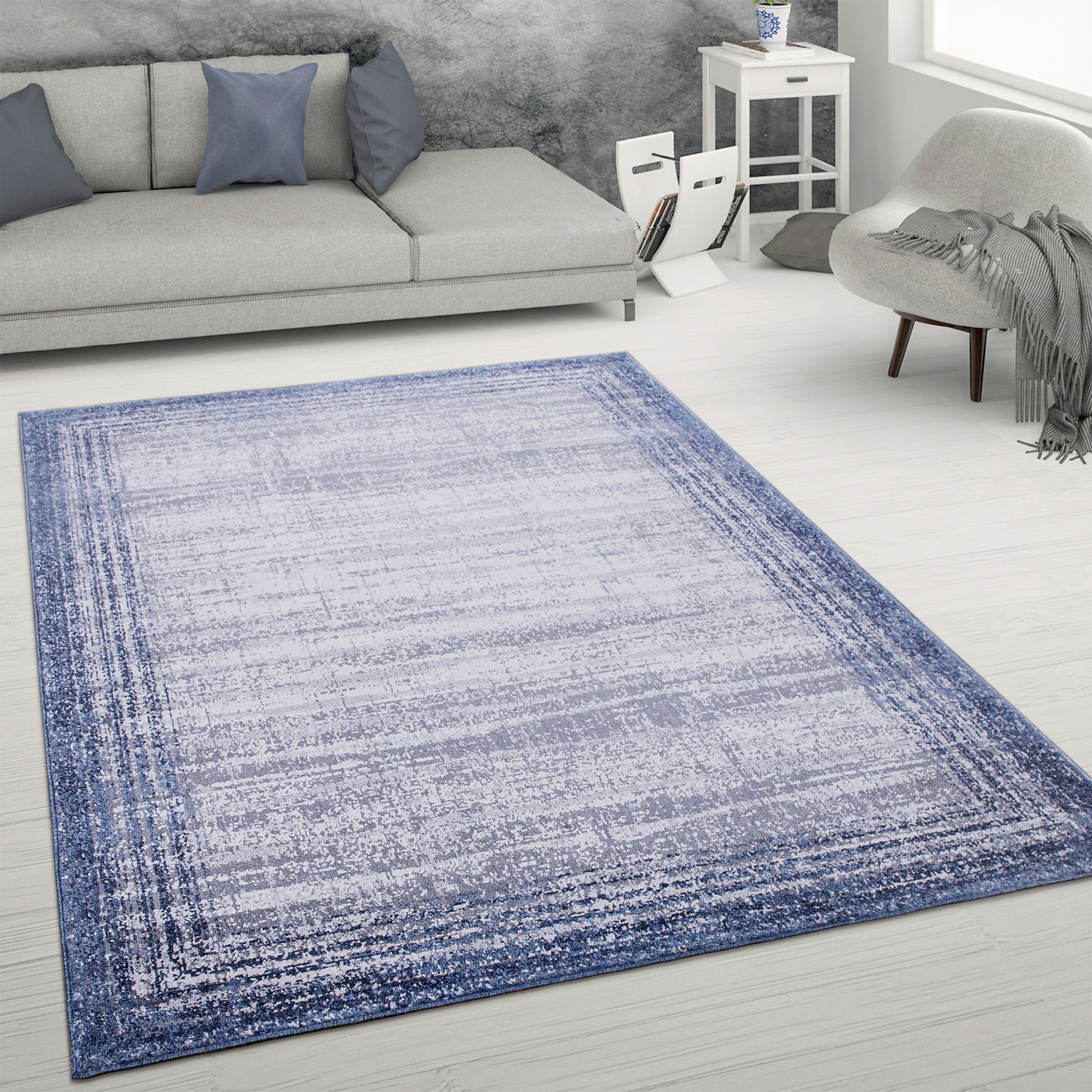 Paco Home Teppich »Catania 842«, rechteckig, 13 mm Höhe, Kurzflor, meliert, modernes Design, mit Bordüre