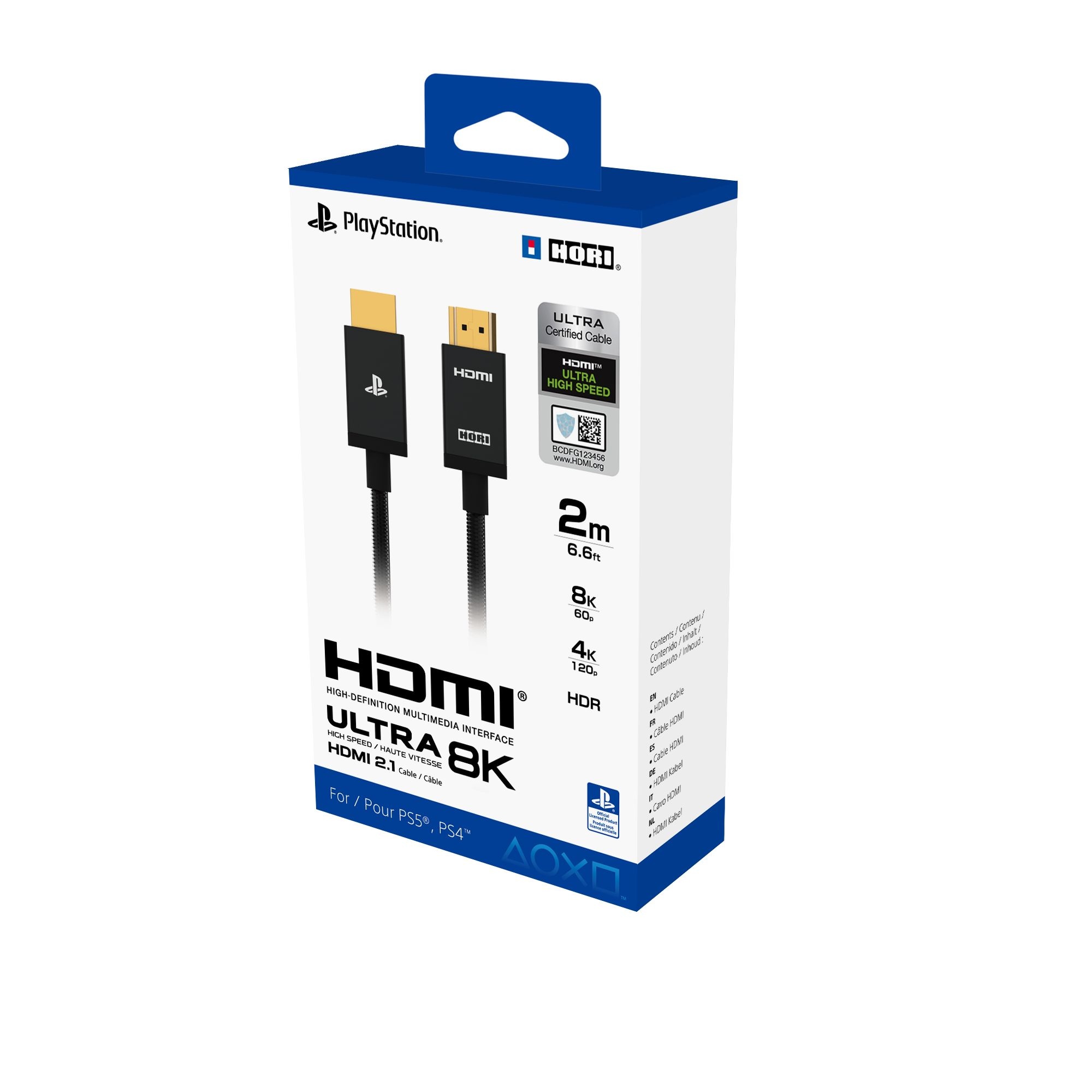 Hori HDMI-Kabel »Ultra High Speed 8K HDMI 2.1 Kabel (2 Meter)«, HDMI, HDMI, 200 cm, Offiziell lizenziert von Sony