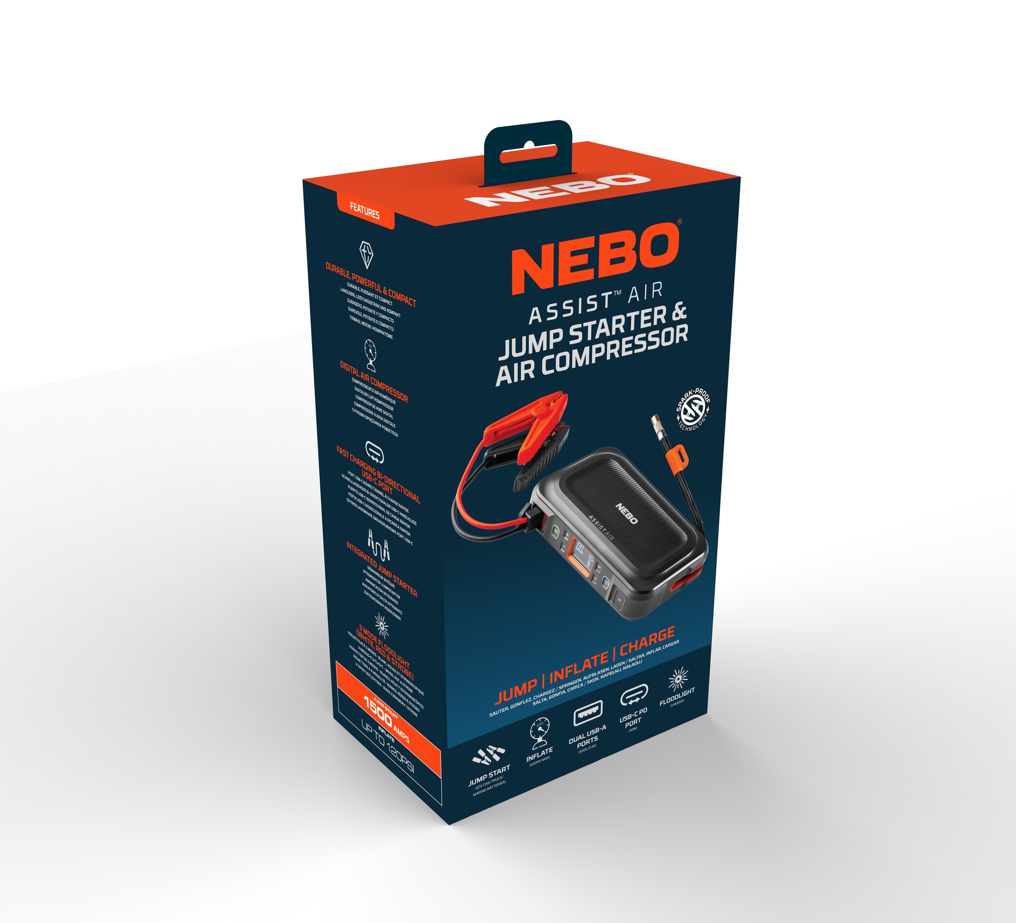 NEBO Starthilfegerät »ASSIST AIR JUMP STARTER«, Kompressor-Funktion, Notleuchte, Powerbank