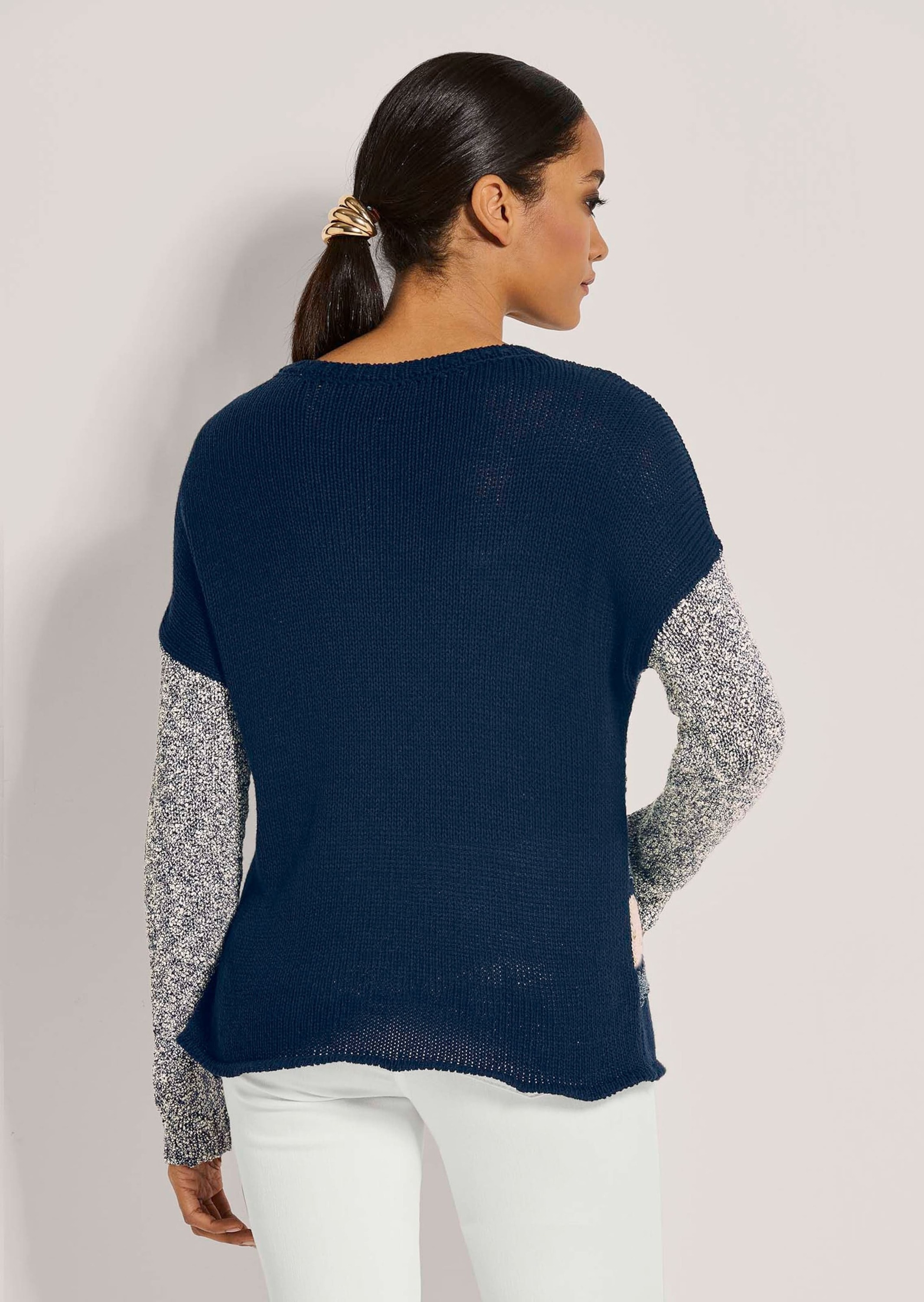 MADELEINE Longpullover »Pullover Rundhals-Pullover mit Intarsien«