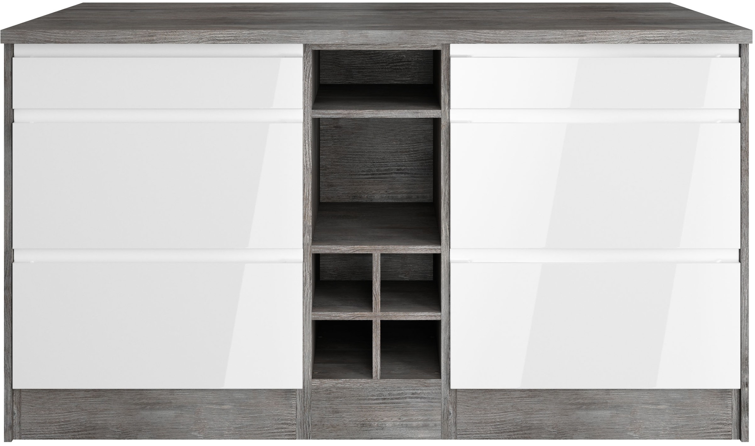 KOCHSTATION Kücheninsel »KS-Virginia«, Breite 153 cm, MDF-Fronten, Flaschenregal
