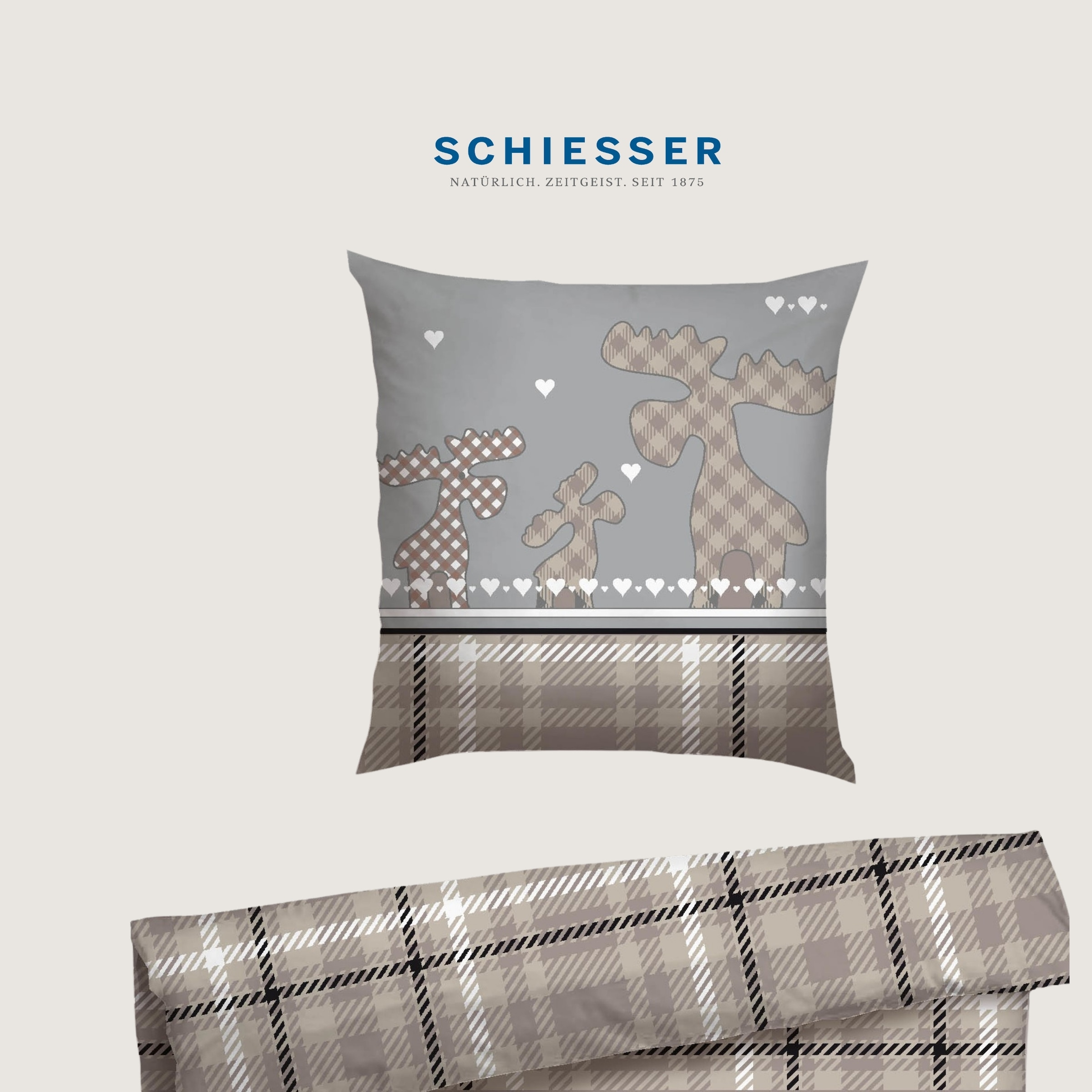 Schiesser Bettwäsche »Salous aus weichem Baumwollflanell mit Winterprint« 2 Stk. tlg. Made in Green
