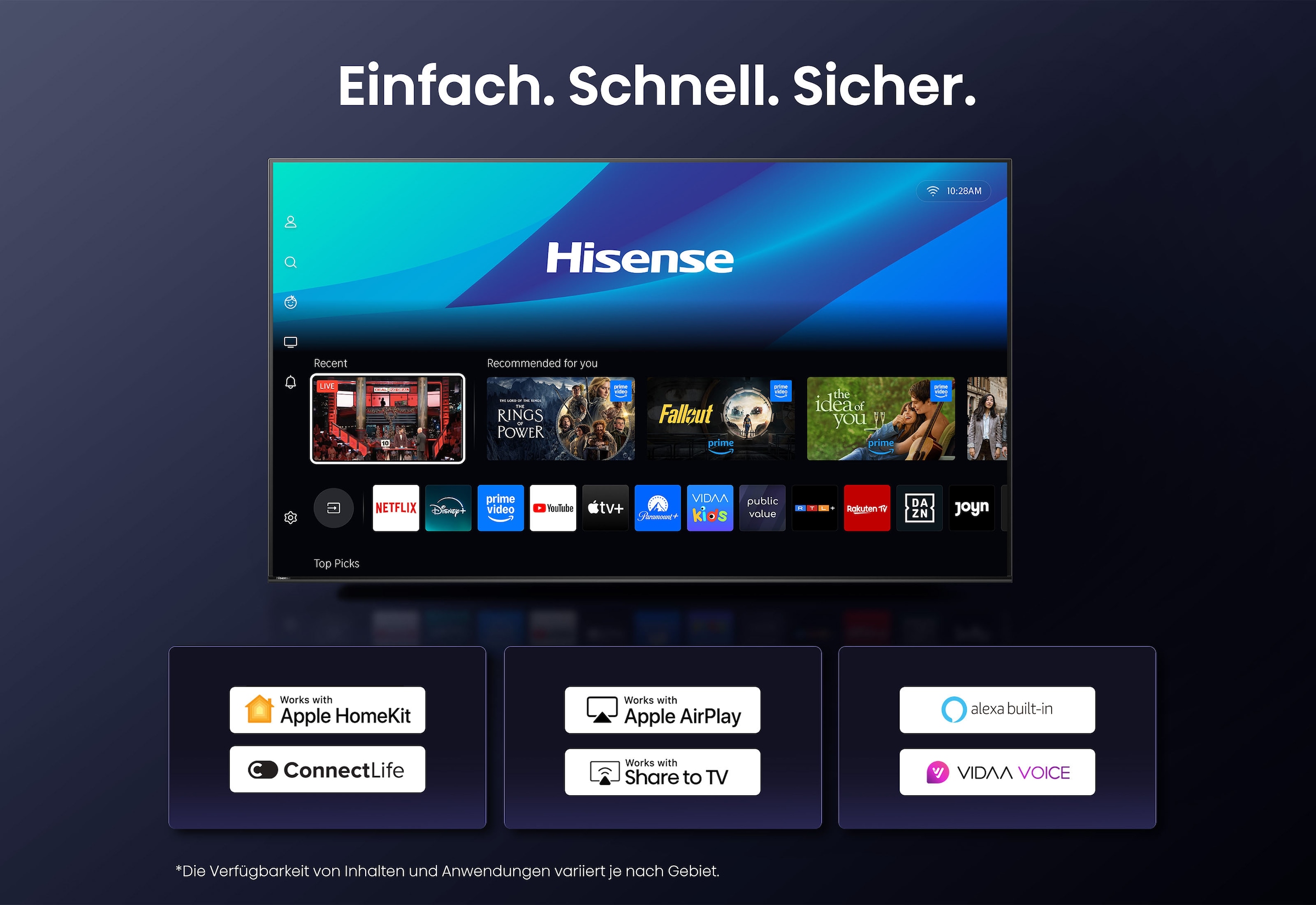 Hisense QLED Mini LED-Fernseher »65U8Q« 164 cm/65 ″ Smart-TV 4K UHD MiniLED Smart TV