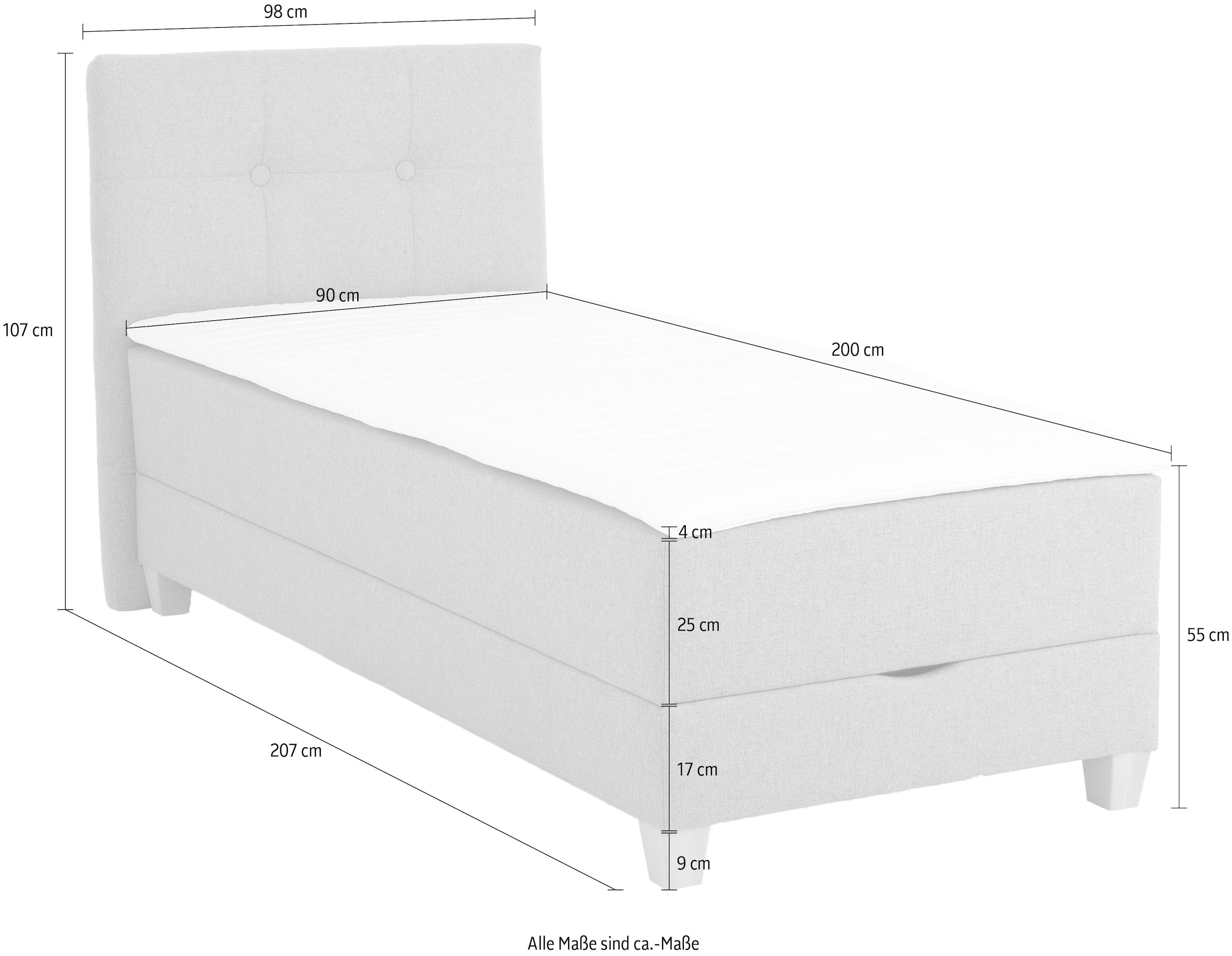 Home affaire Boxbett »Lonrai«, in H2,H3 & H4 und XXL - Überlänge 220cm wählbar, inkl. Topper