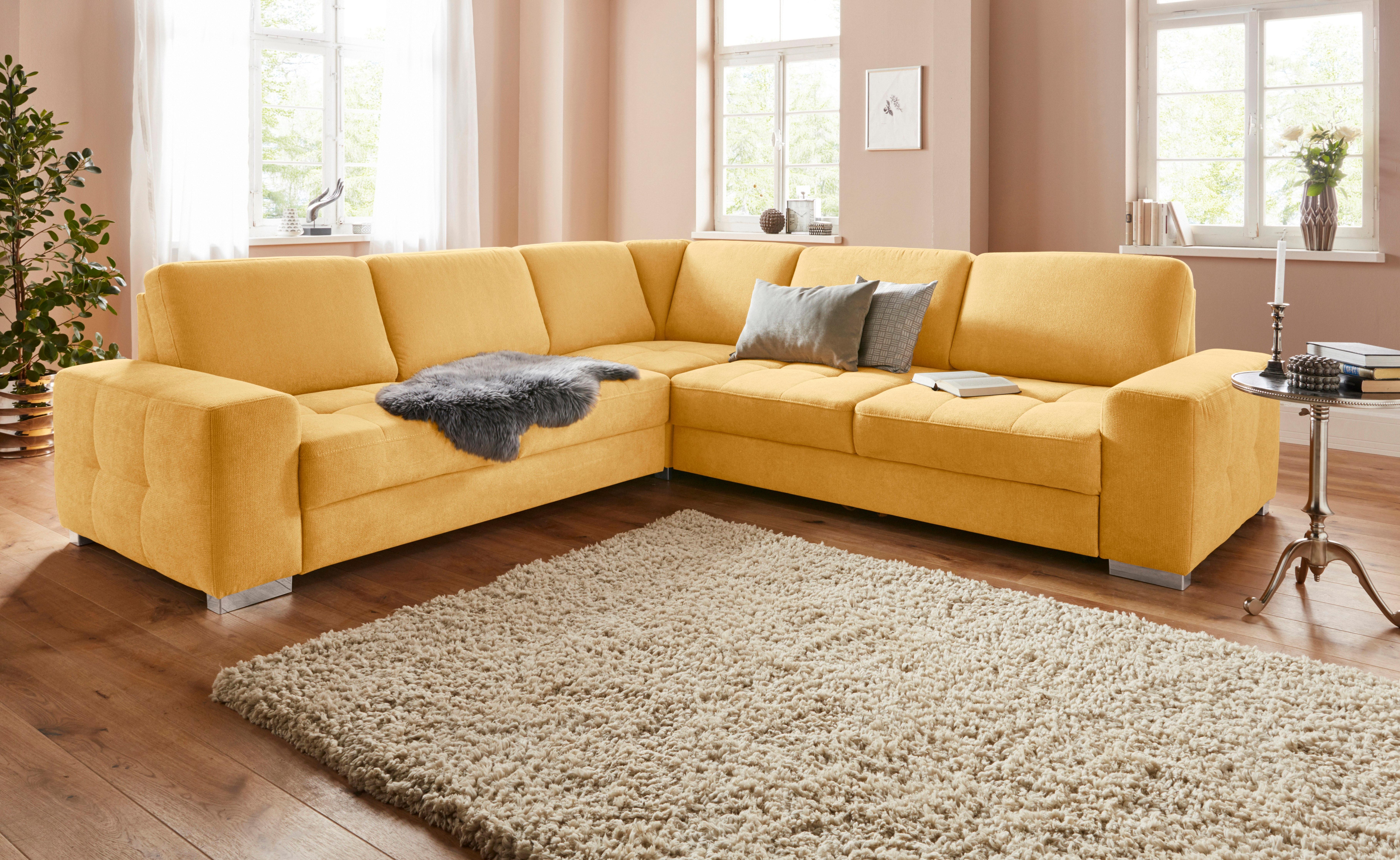sit&more Ecksofa "Santorini L-Form" mit Federkern und Sitztiefenverstellung, wahlweise mit Schlaffunktion